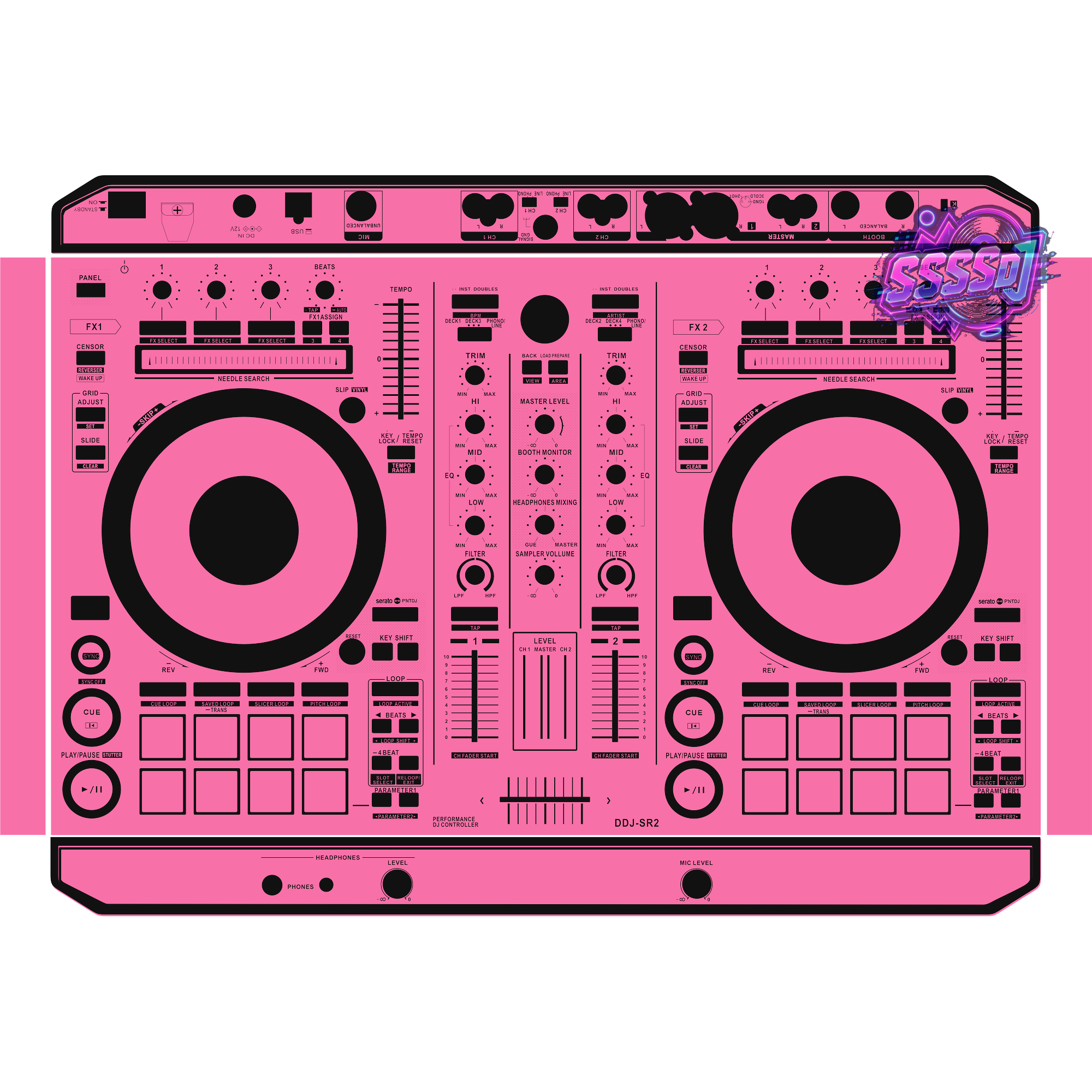 DDJ-SR2 DJ Controller Skin - Hot Pink Solid Color Design
