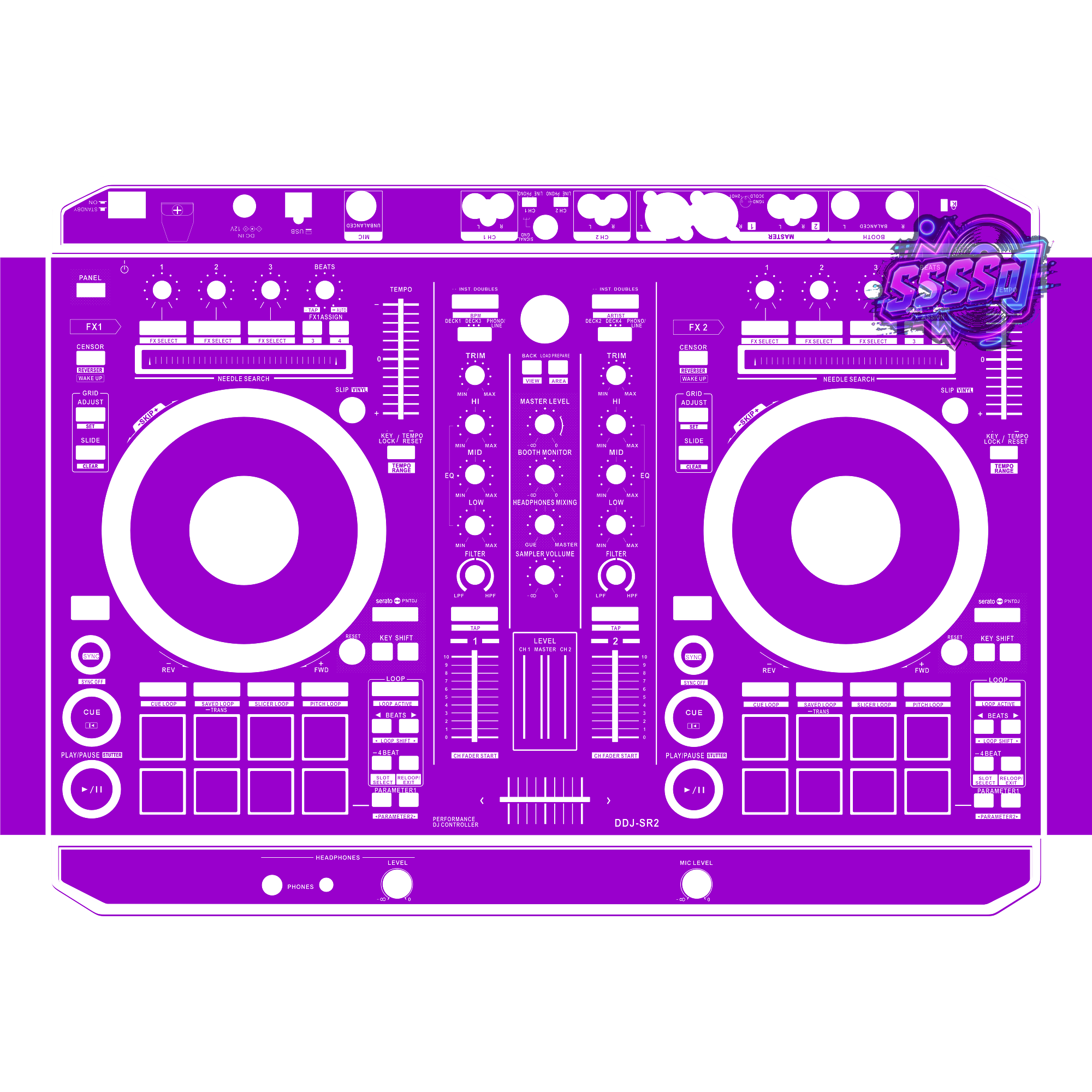 DDJ-SR2 DJ Controller Skin - Purple Solid Color Design