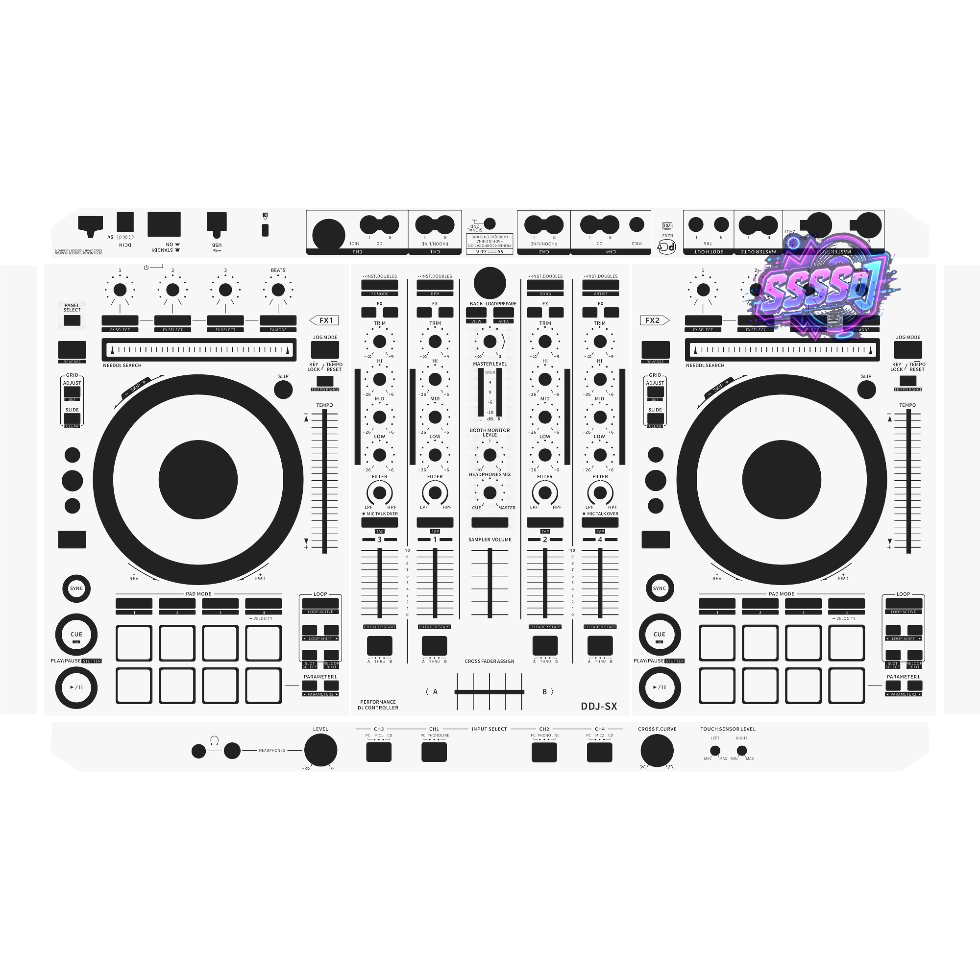 DDJ-SX DJ Controller Skin - White Solid Color Design