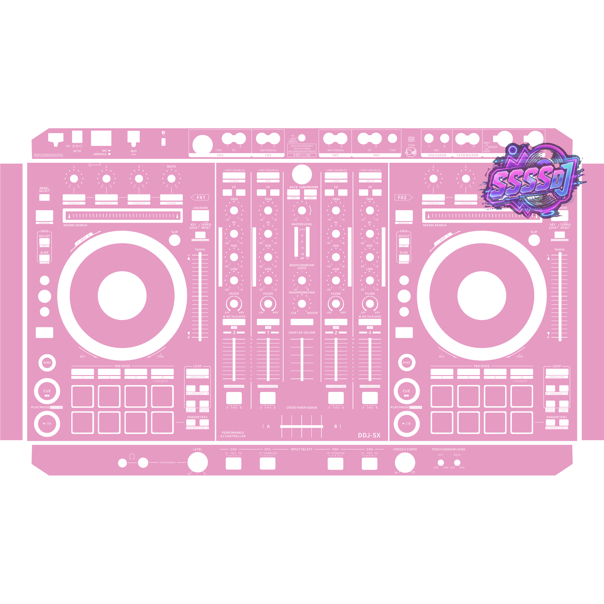DDJ-SX DJ Controller Skin - Barbie Pink Solid Color Design