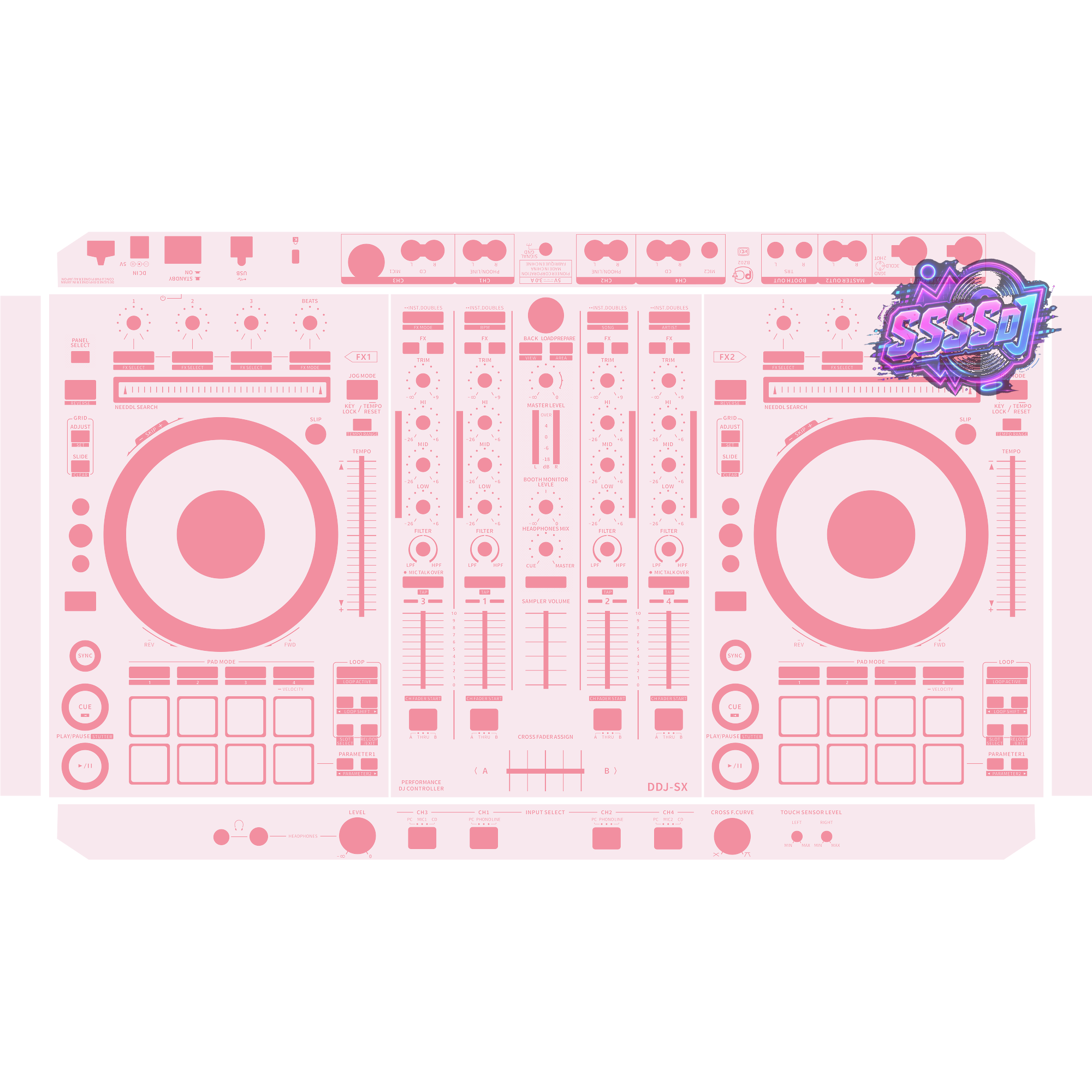 DDJ-SX DJ Controller Skin - Light Pink Solid Color Design