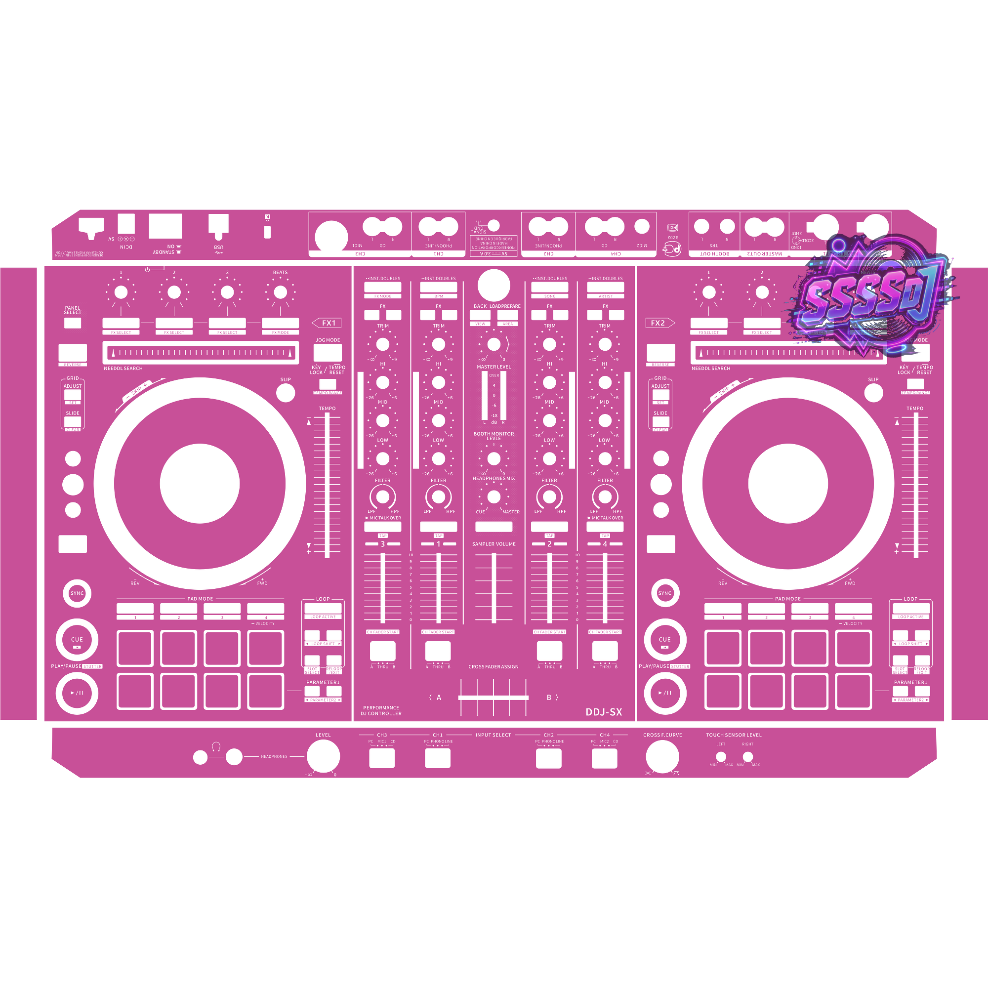 DDJ-SX DJ Controller Skin - Pink Purple Solid Color Design