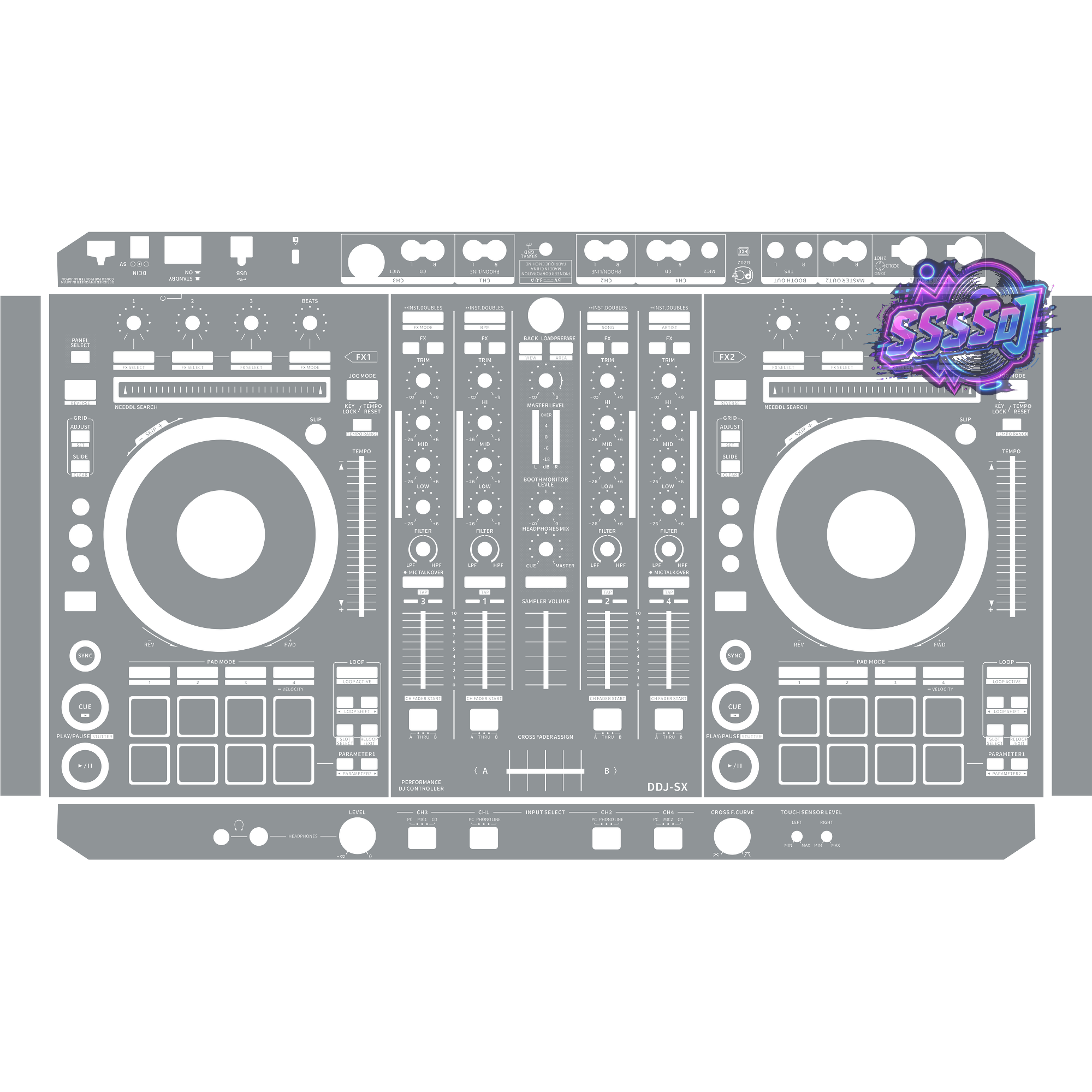 DDJ-SX DJ Controller Skin - Gray Solid Color Design