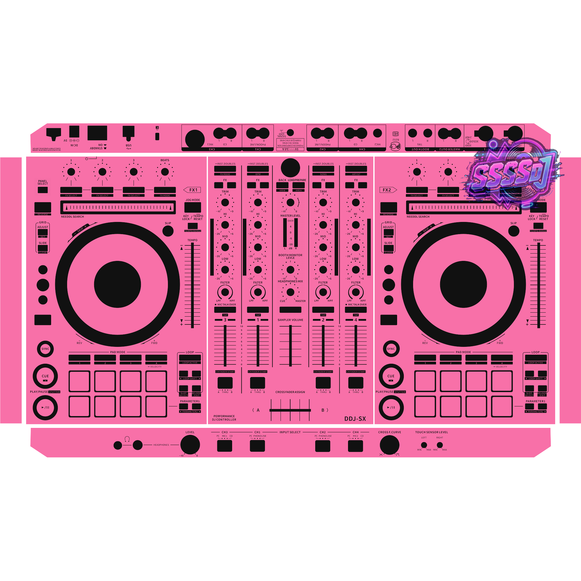 DDJ-SX DJ Controller Skin - Hot Pink Solid Color Design