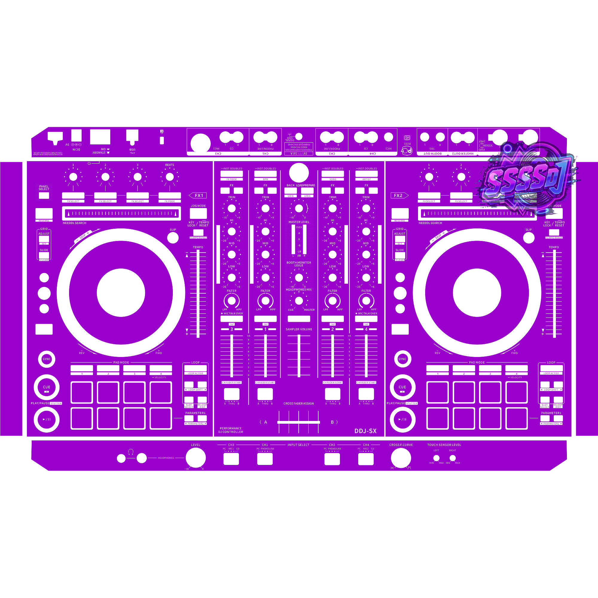 DDJ-SX DJ Controller Skin - Purple Solid Color Design