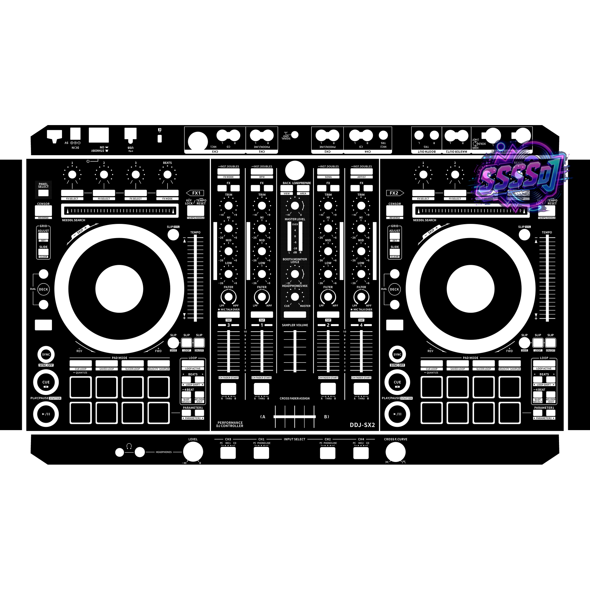 DDJ-SX2 DJ Controller Skin - Black Solid Color Design