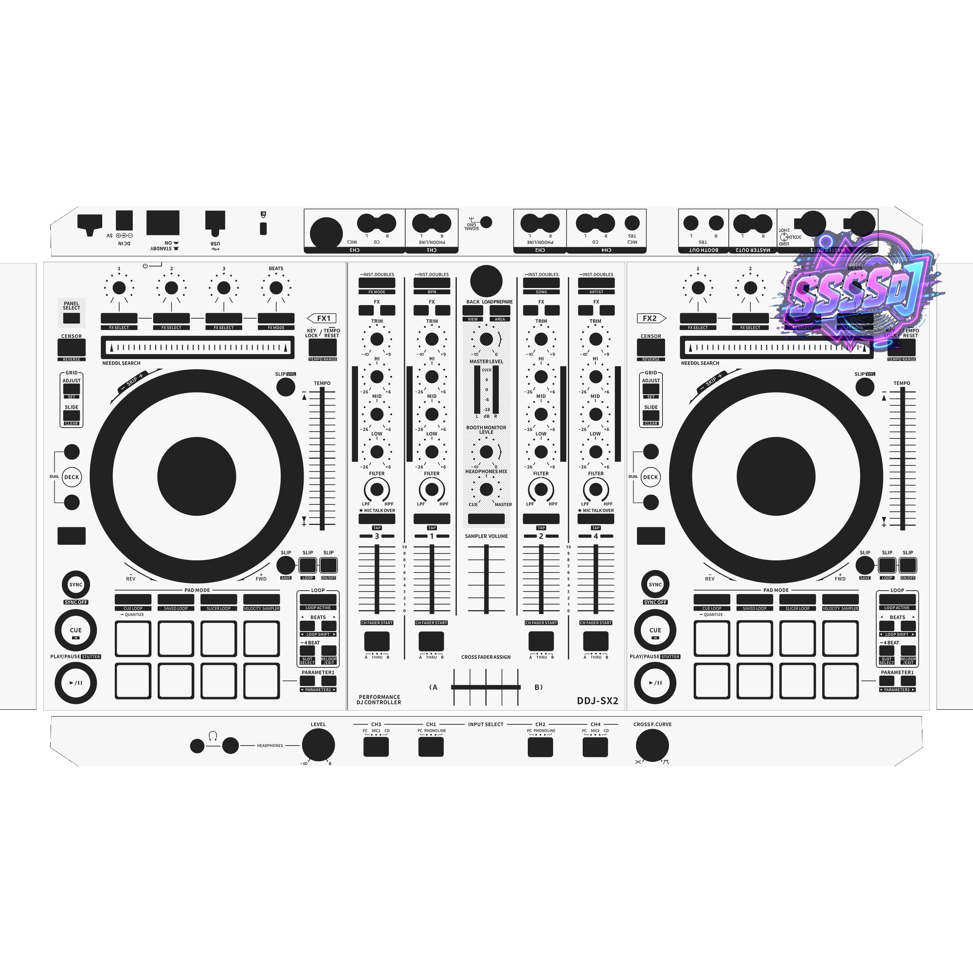 DDJ-SX2 DJ Controller Skin - White Solid Color Design