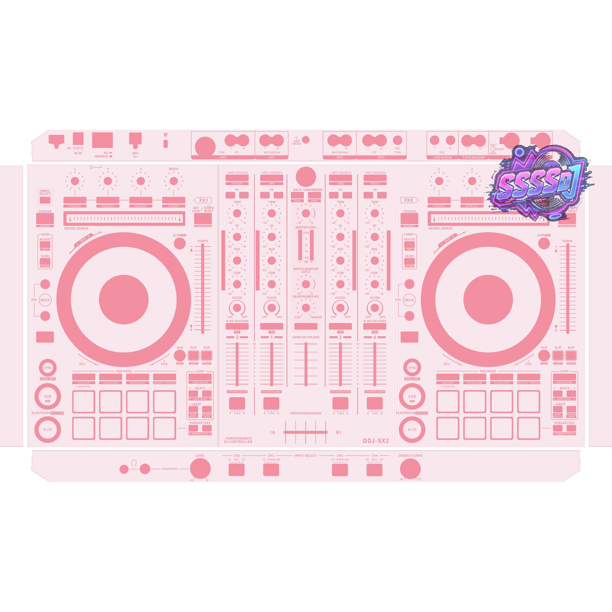DDJ-SX2 DJ Controller Skin - Light Pink Solid Color Design