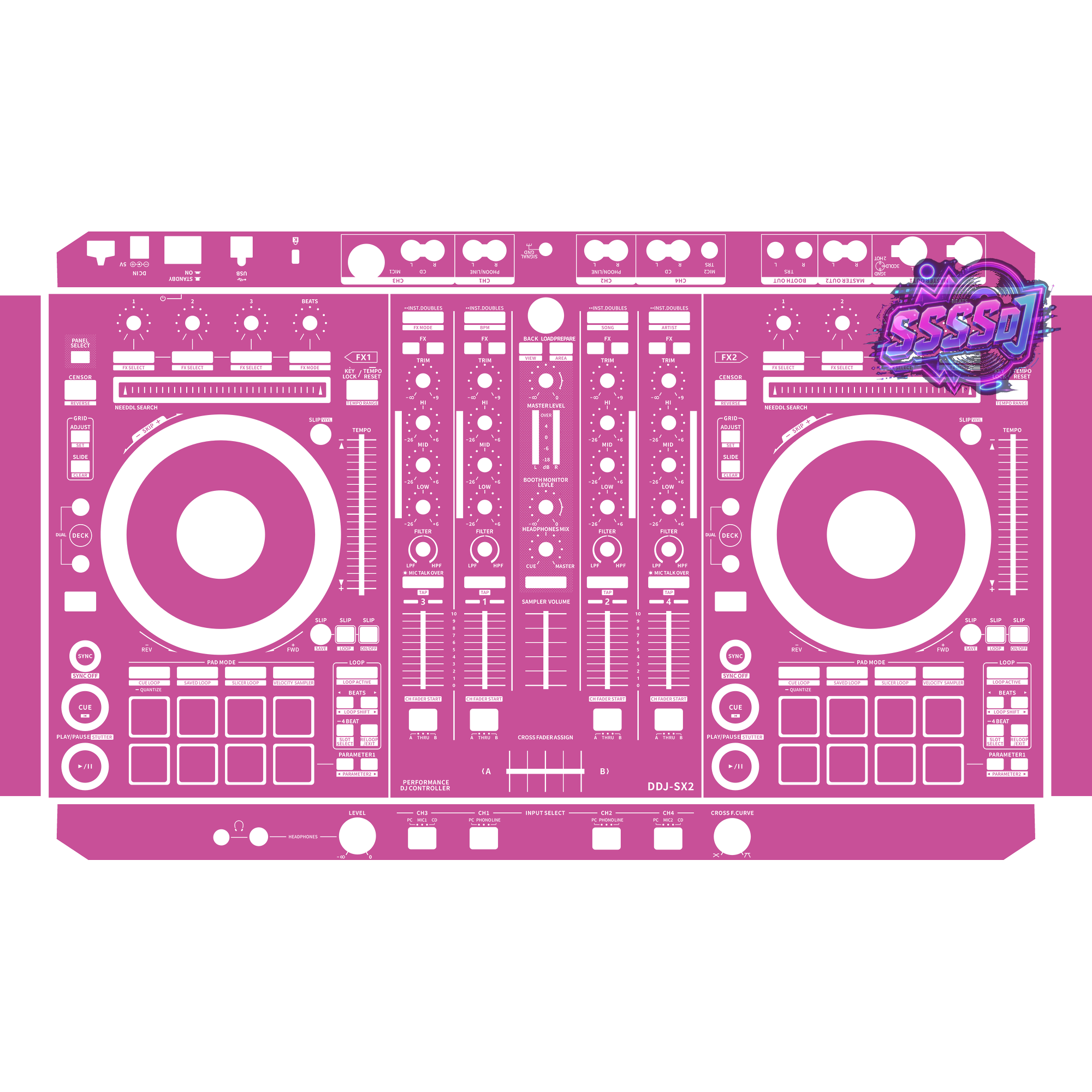 DDJ-SX2 DJ Controller Skin - Pink Purple Solid Color Design