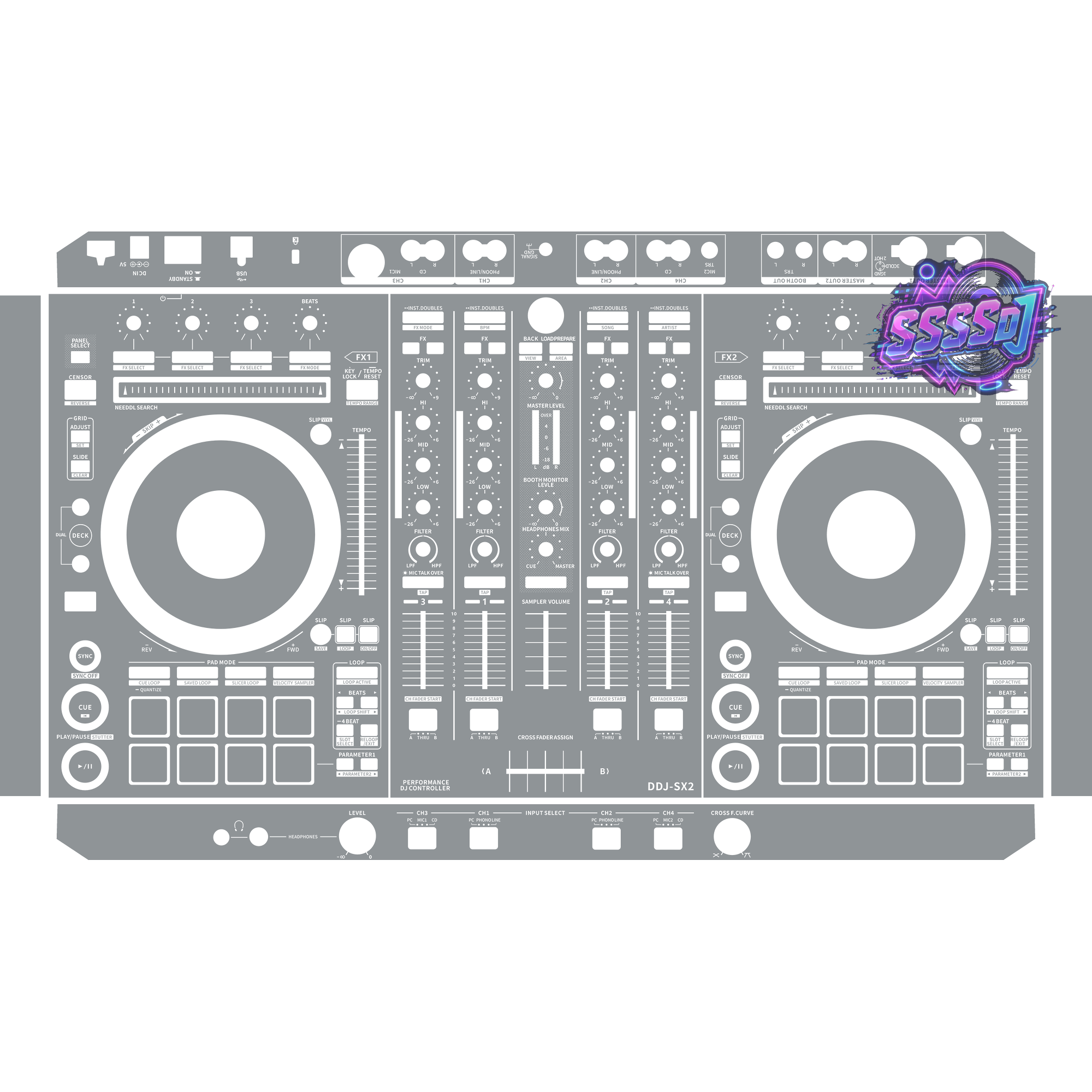 DDJ-SX2 DJ Controller Skin - Gray Solid Color Design
