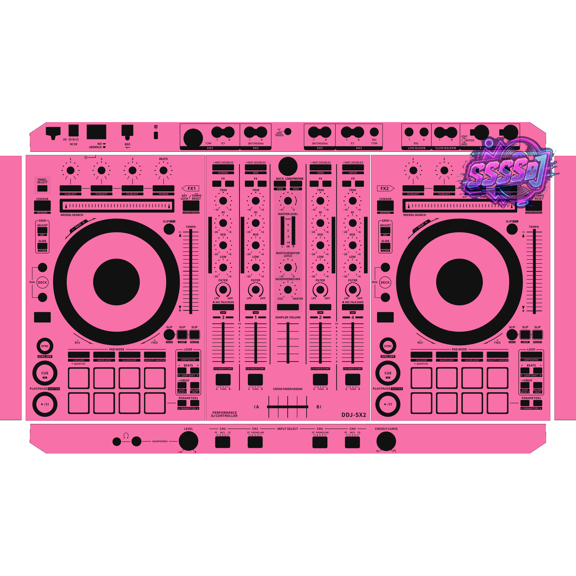 DDJ-SX2 DJ Controller Skin - Hot Pink Solid Color Design