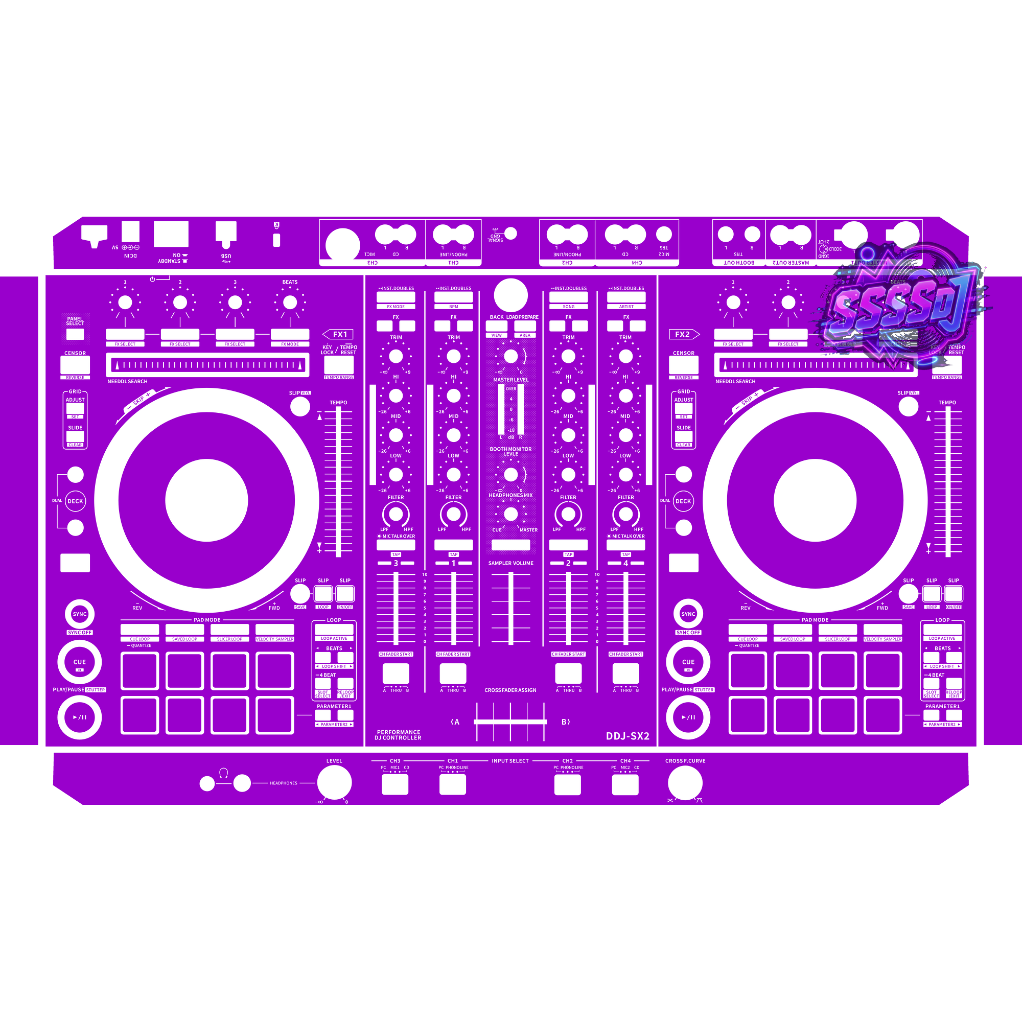 DDJ-SX2 DJ Controller Skin - Purple Solid Color Design