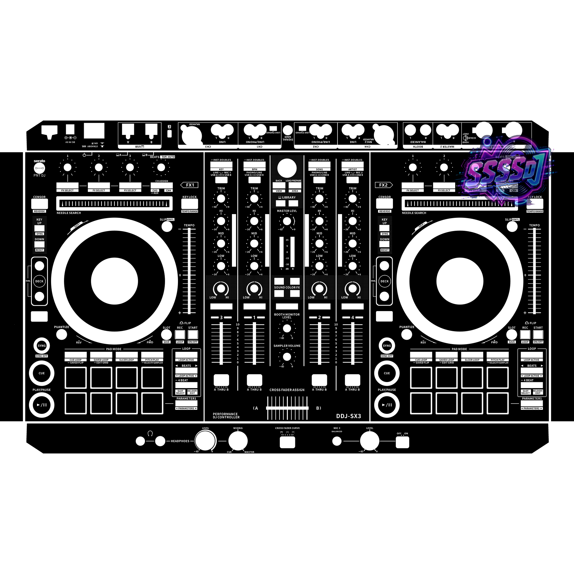DDJ-SX3 DJ Controller Skin - Black Solid Color Design