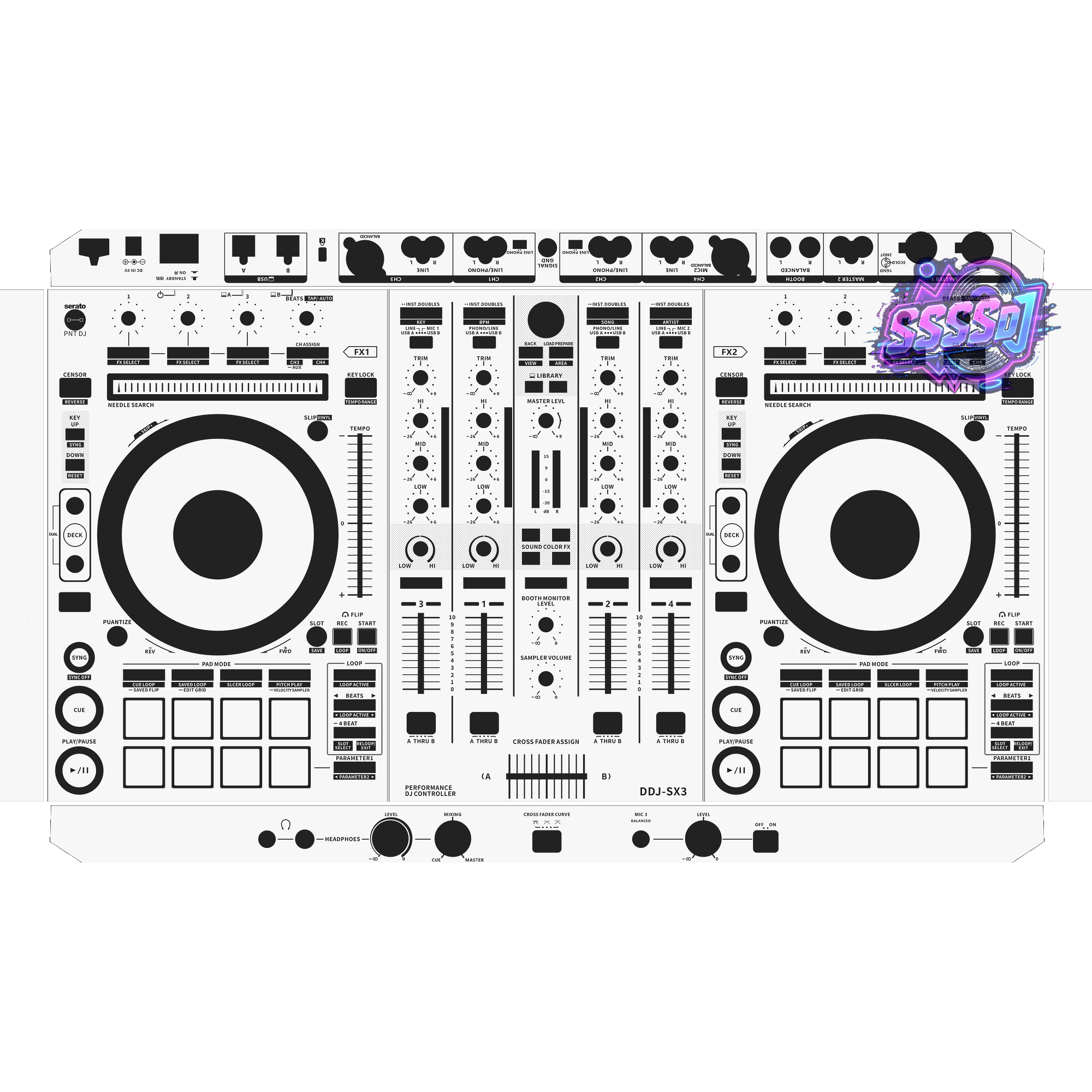 DDJ-SX3 DJ Controller Skin - White Solid Color Design