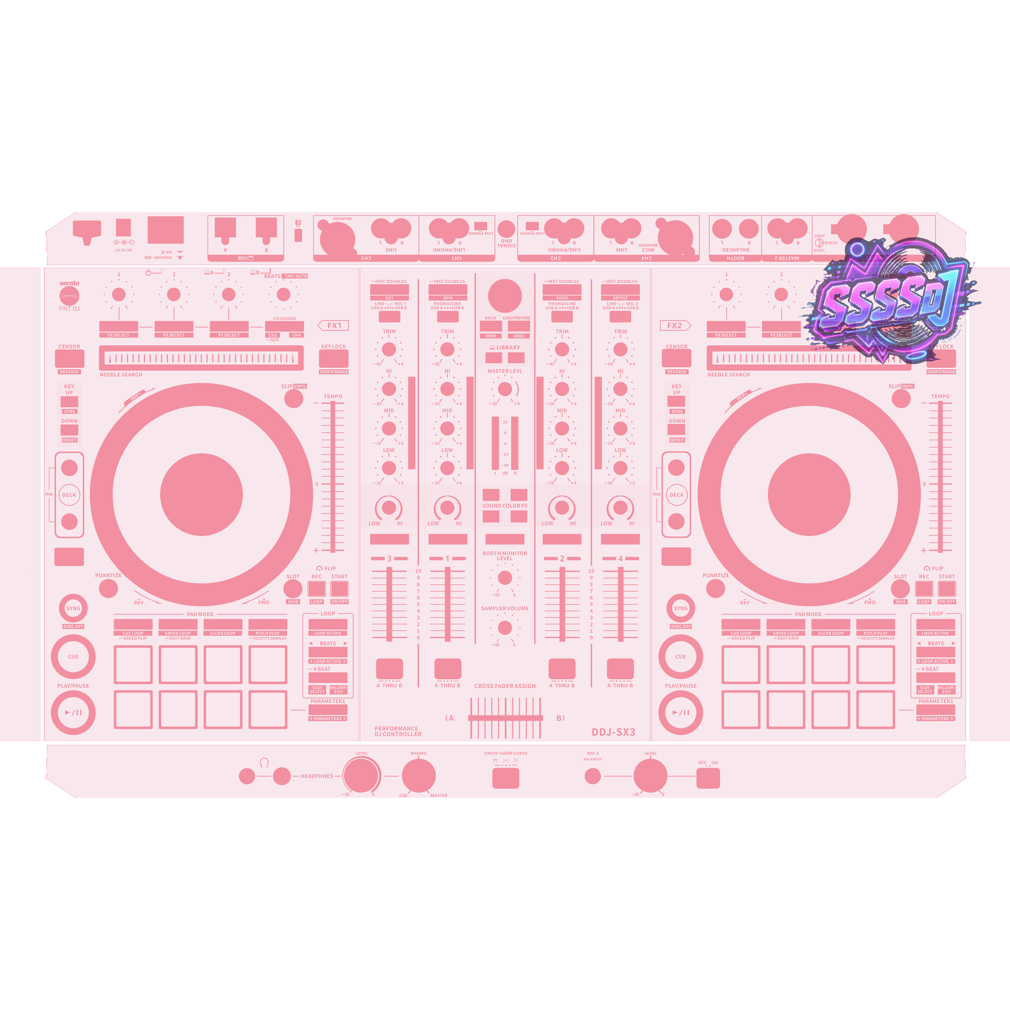DDJ-SX3 DJ Controller Skin - Light Pink Solid Color Design