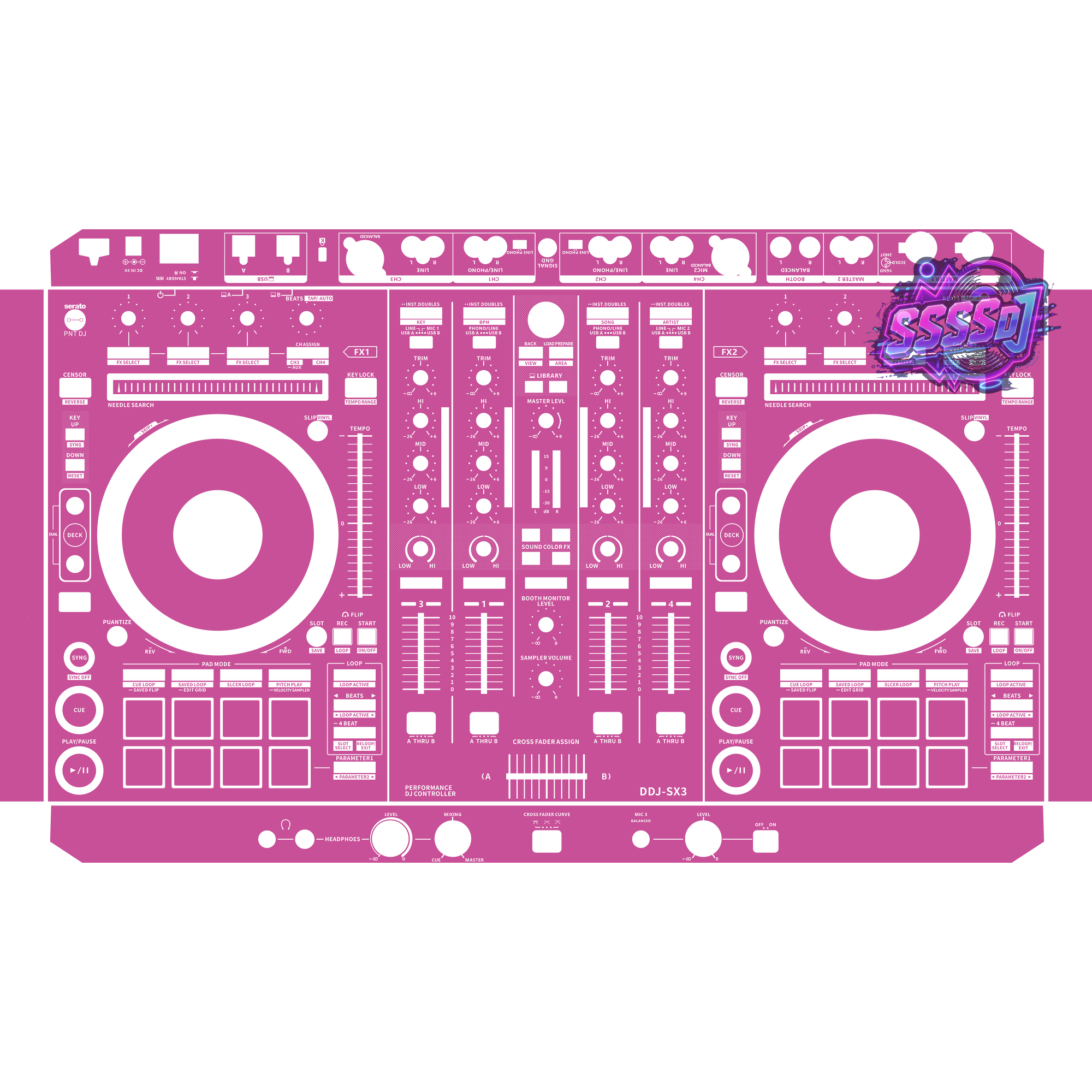 DDJ-SX3 DJ Controller Skin - Pink Purple Solid Color Design