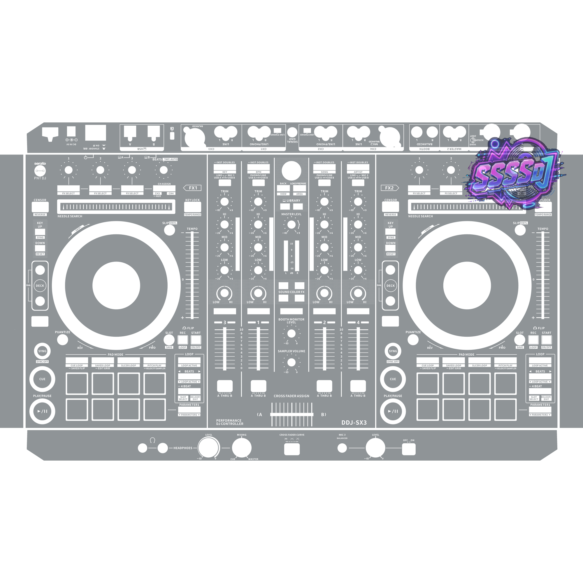 DDJ-SX3 DJ Controller Skin - Gray Solid Color Design