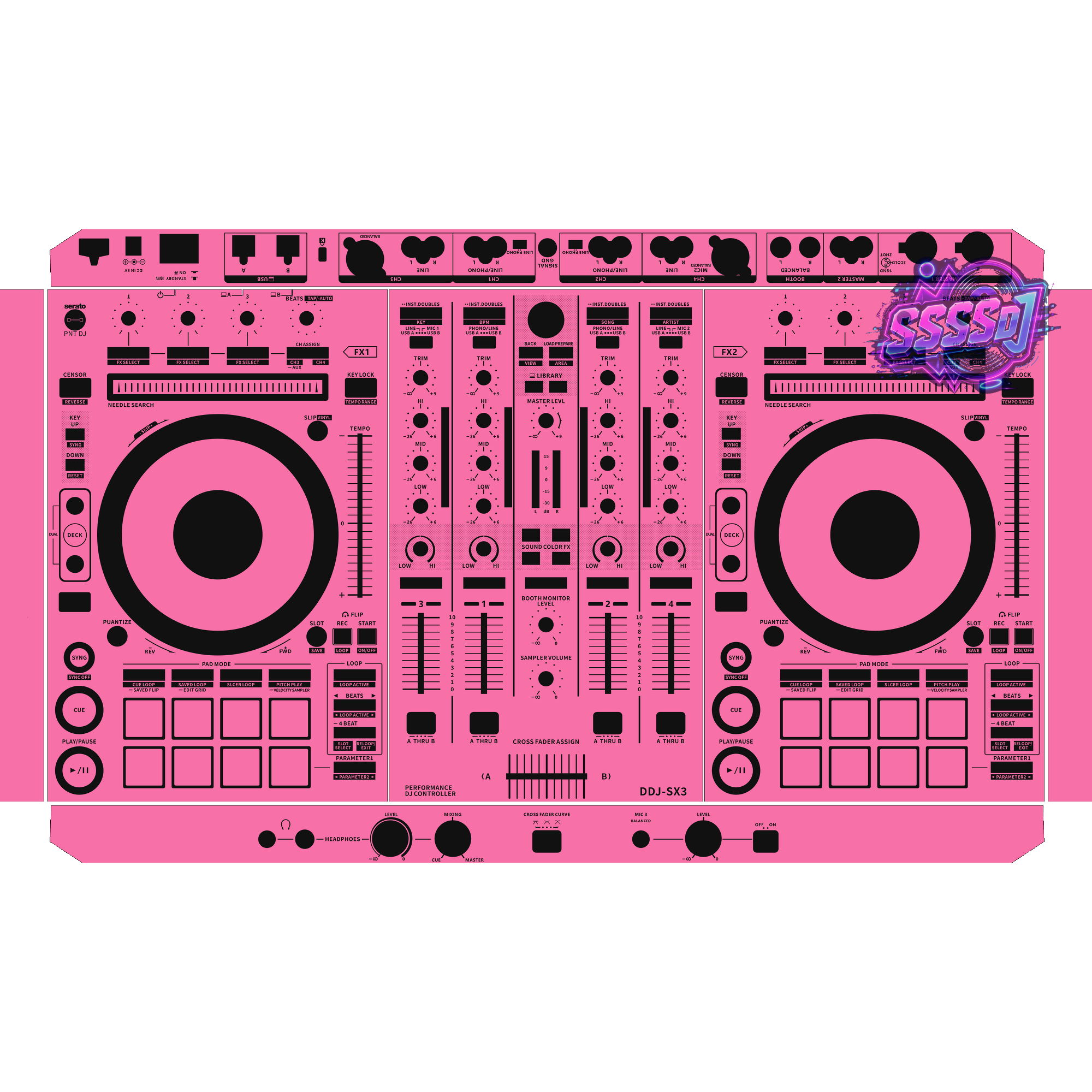 DDJ-SX3 DJ Controller Skin - Hot Pink Solid Color Design