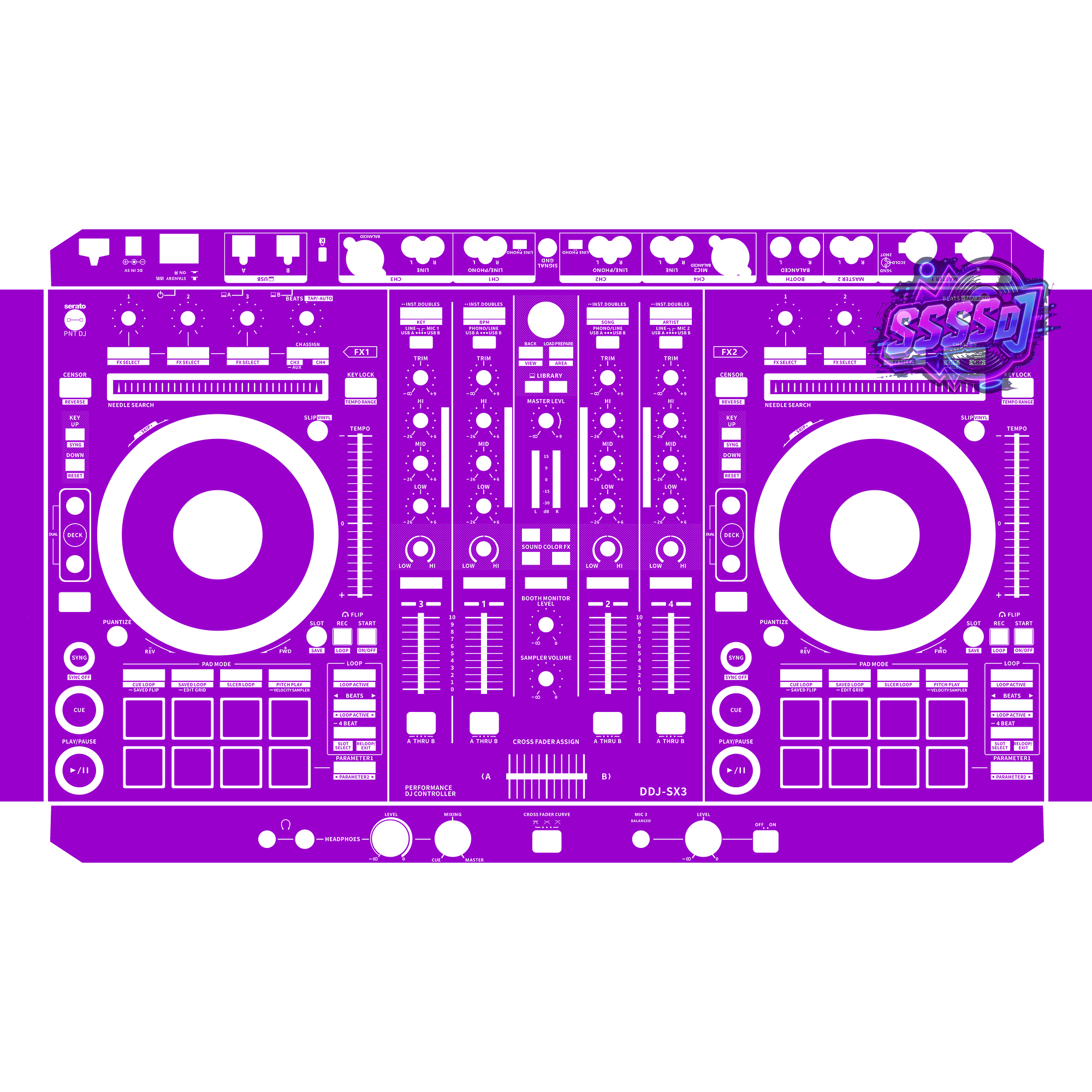 DDJ-SX3 DJ Controller Skin - Purple Solid Color Design