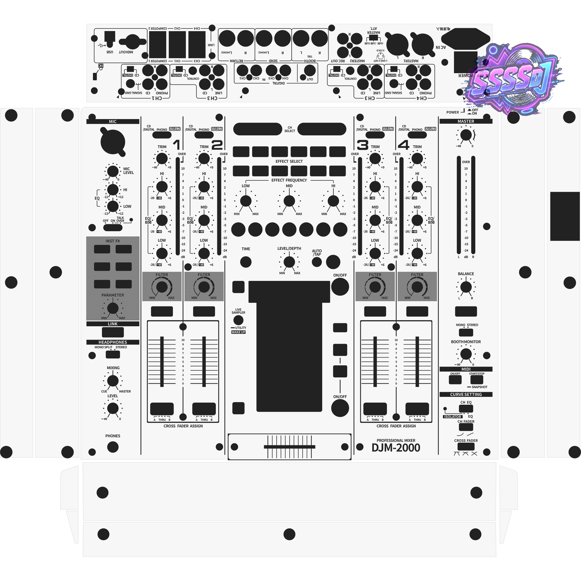 DJM-2000 DJ Mixer Skin - White Solid Color Design