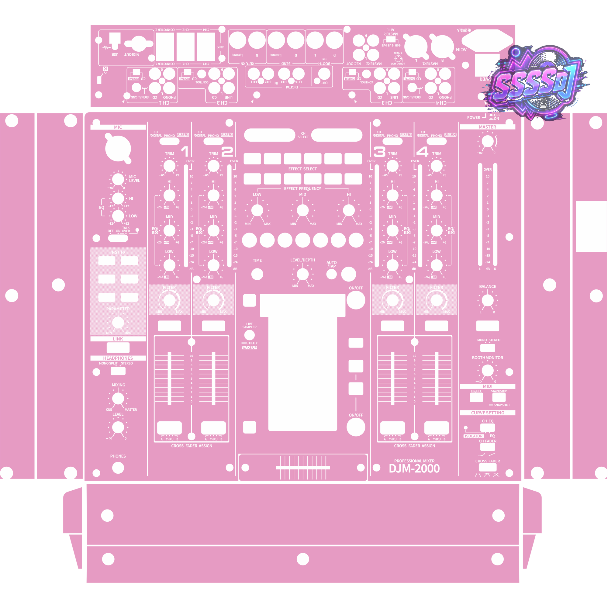 DJM-2000 DJ Mixer Skin - Barbie Pink Solid Color Design