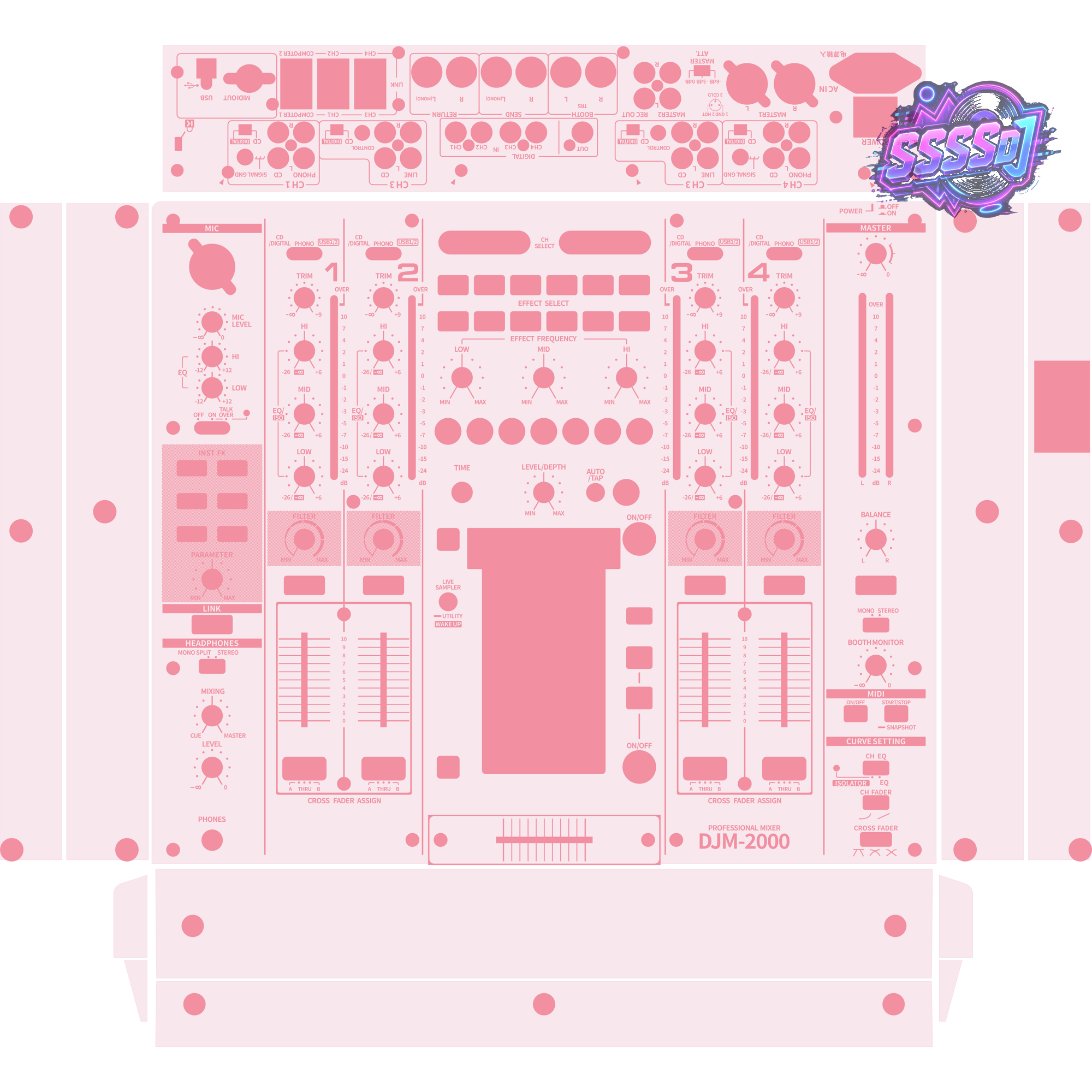 DJM-2000 DJ Mixer Skin - Light Pink Solid Color Design