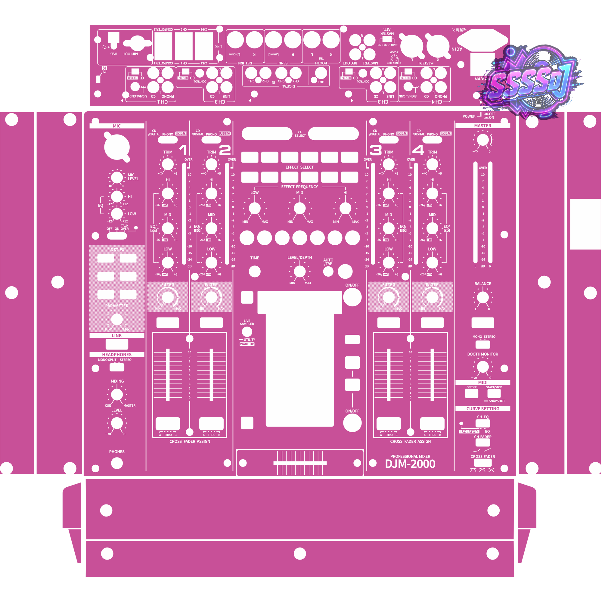 DJM-2000 DJ Mixer Skin - Pink Purple Solid Color Design