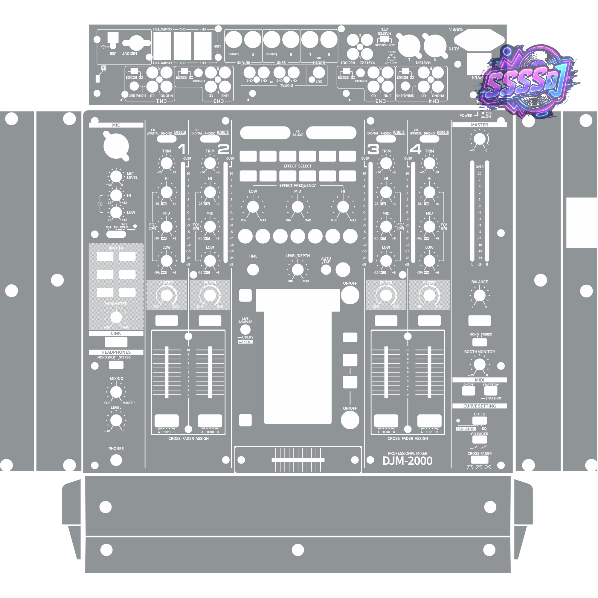DJM-2000 DJ Mixer Skin - Gray Solid Color Design