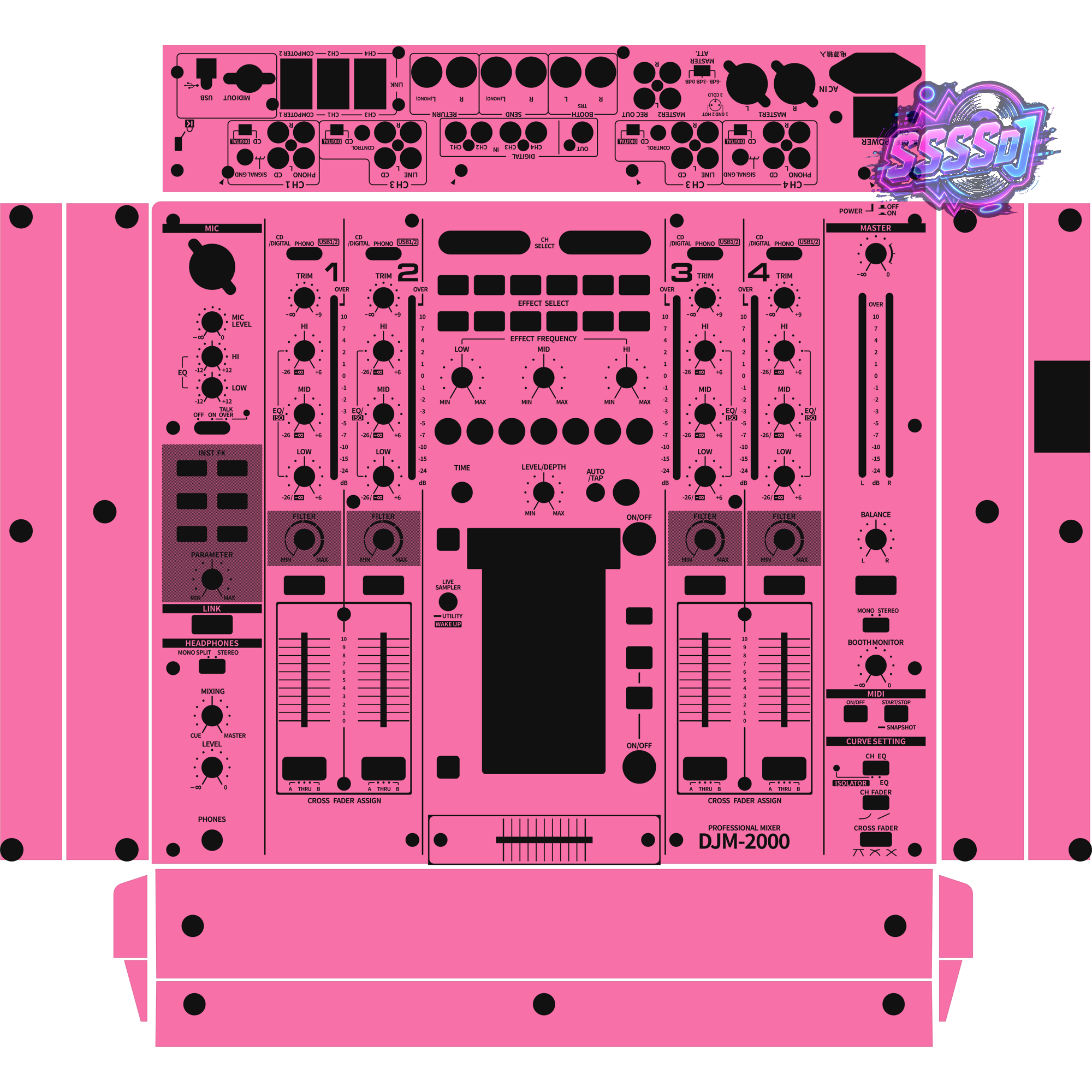 DJM-2000 DJ Mixer Skin - Hot Pink Solid Color Design
