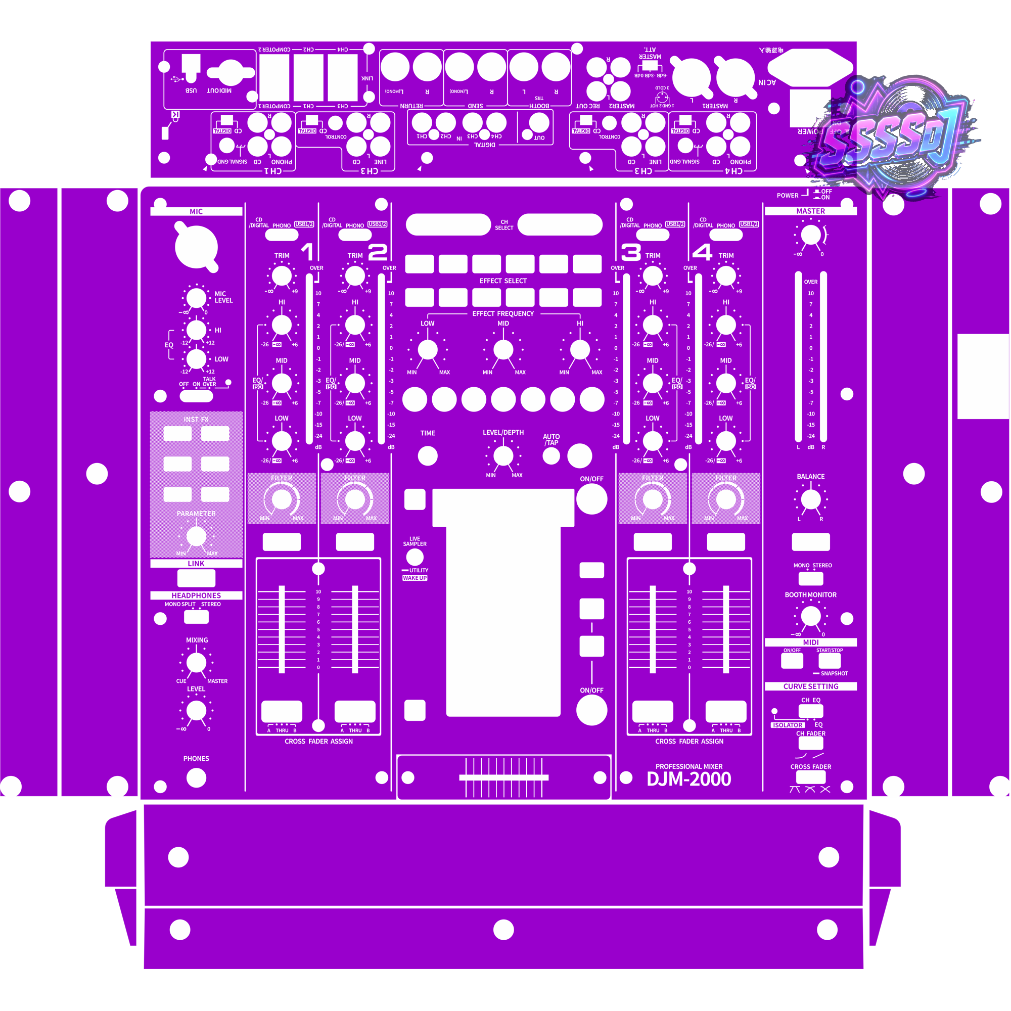 DJM-2000 DJ Mixer Skin - Purple Solid Color Design