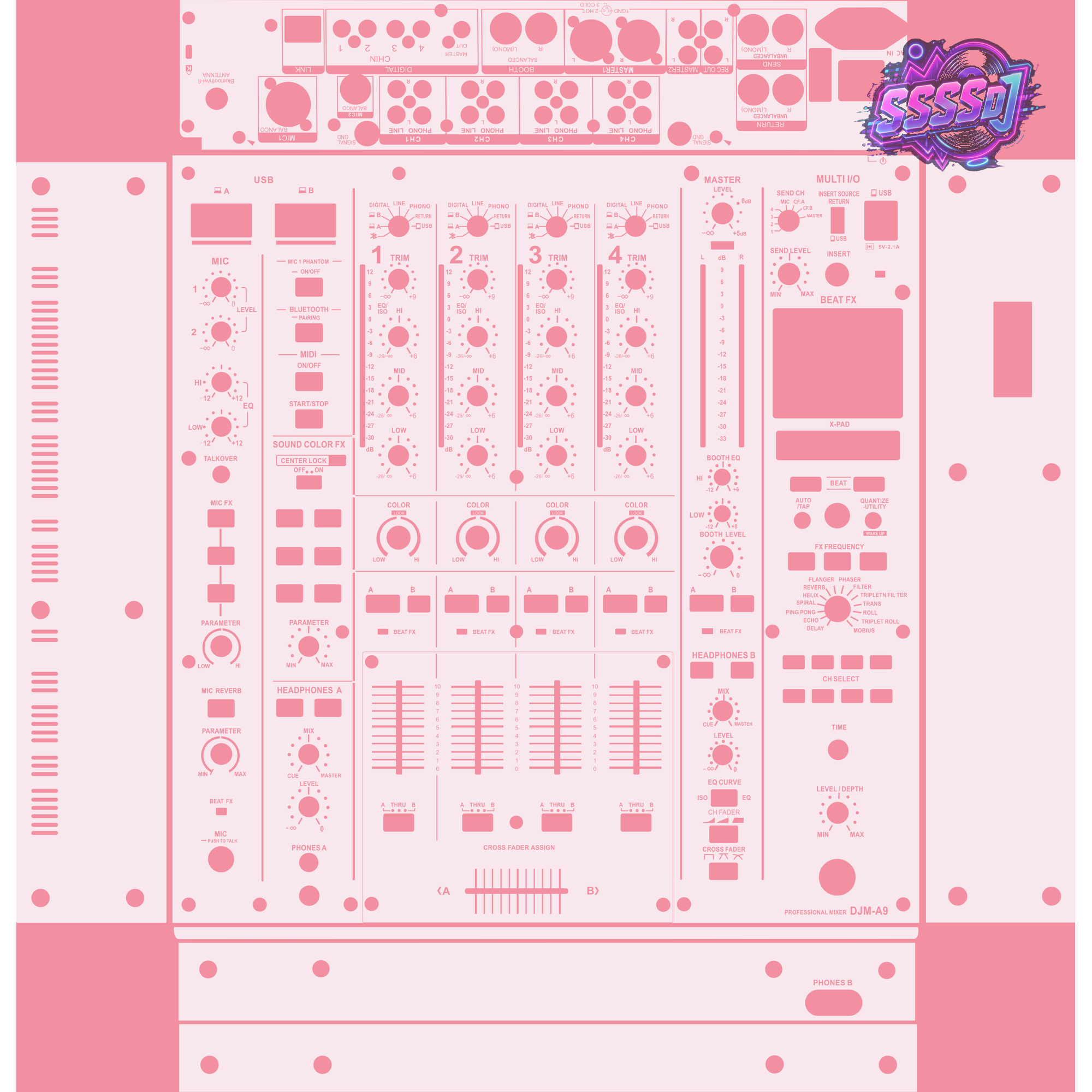 DJM-A9 DJ Mixer Skin - Light Pink Solid Color Design