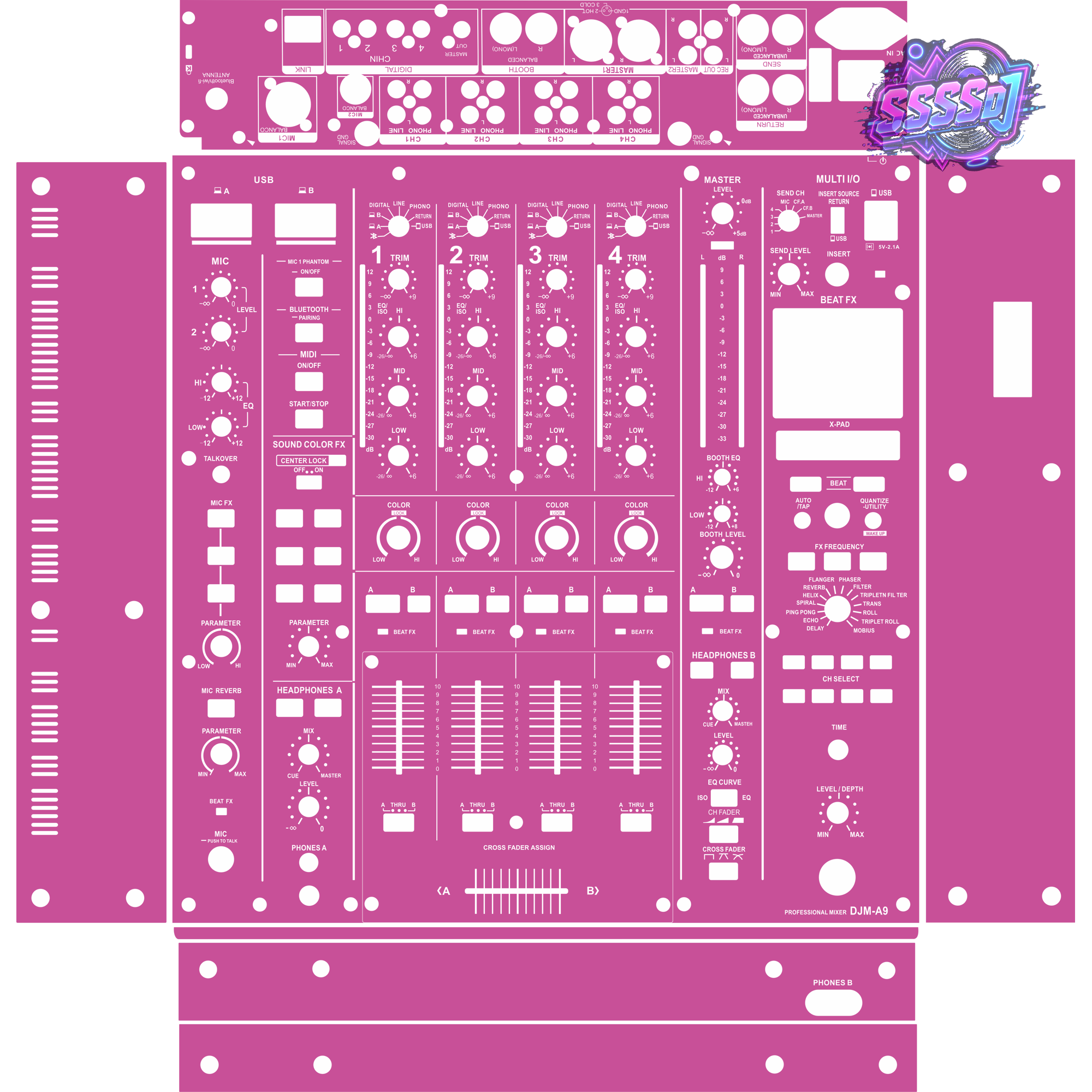 DJM-A9 DJ Mixer Skin - Pink Purple Solid Color Design
