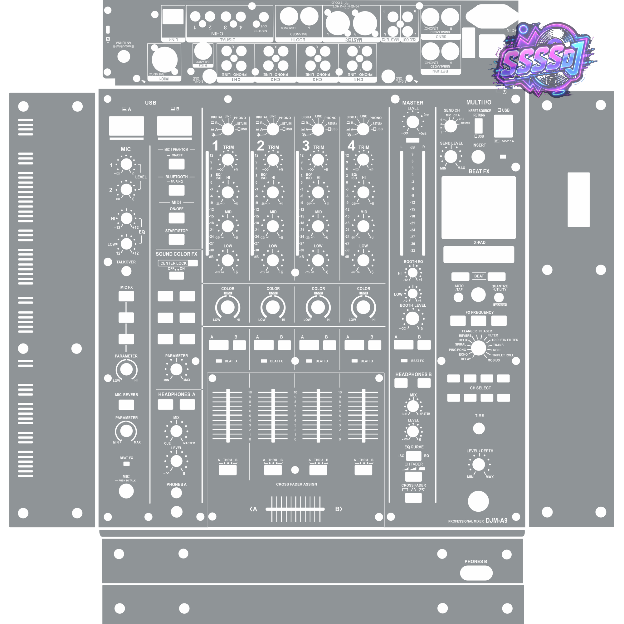 DJM-A9 DJ Mixer Skin - Gray Solid Color Design