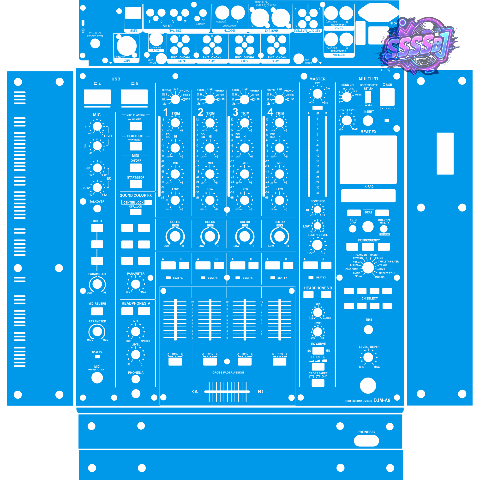 DJM-A9 DJ Mixer Skin - Blue Solid Color Design