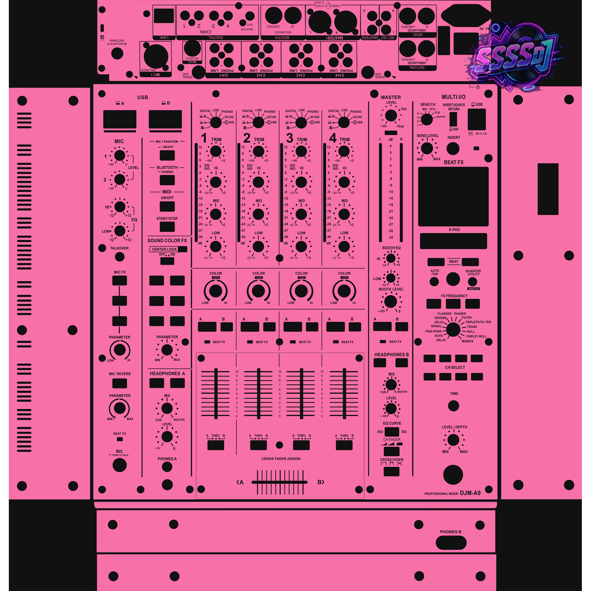 DJM-A9 DJ Mixer Skin - Hot Pink Solid Color Design