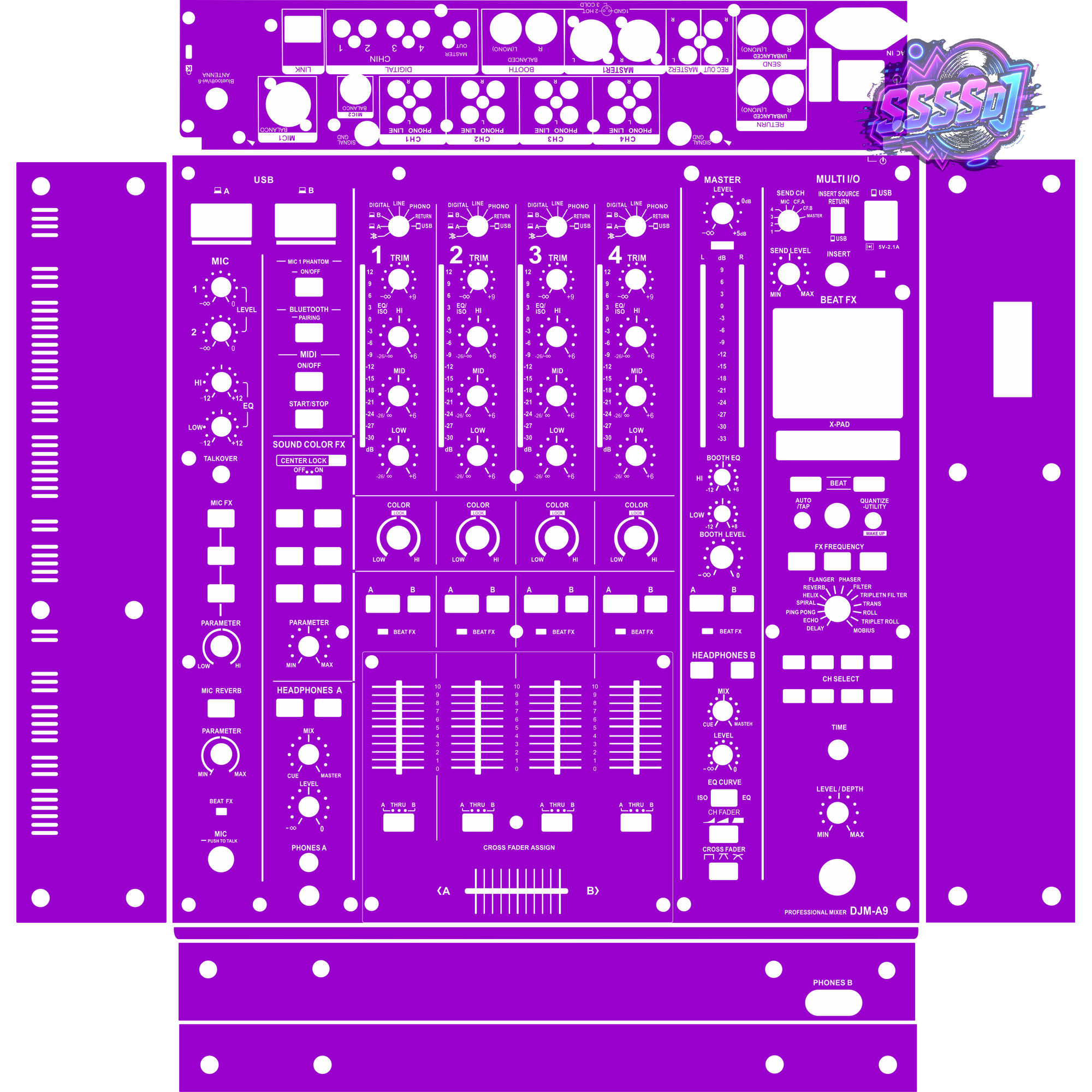 DJM-A9 DJ Mixer Skin - Purple Solid Color Design