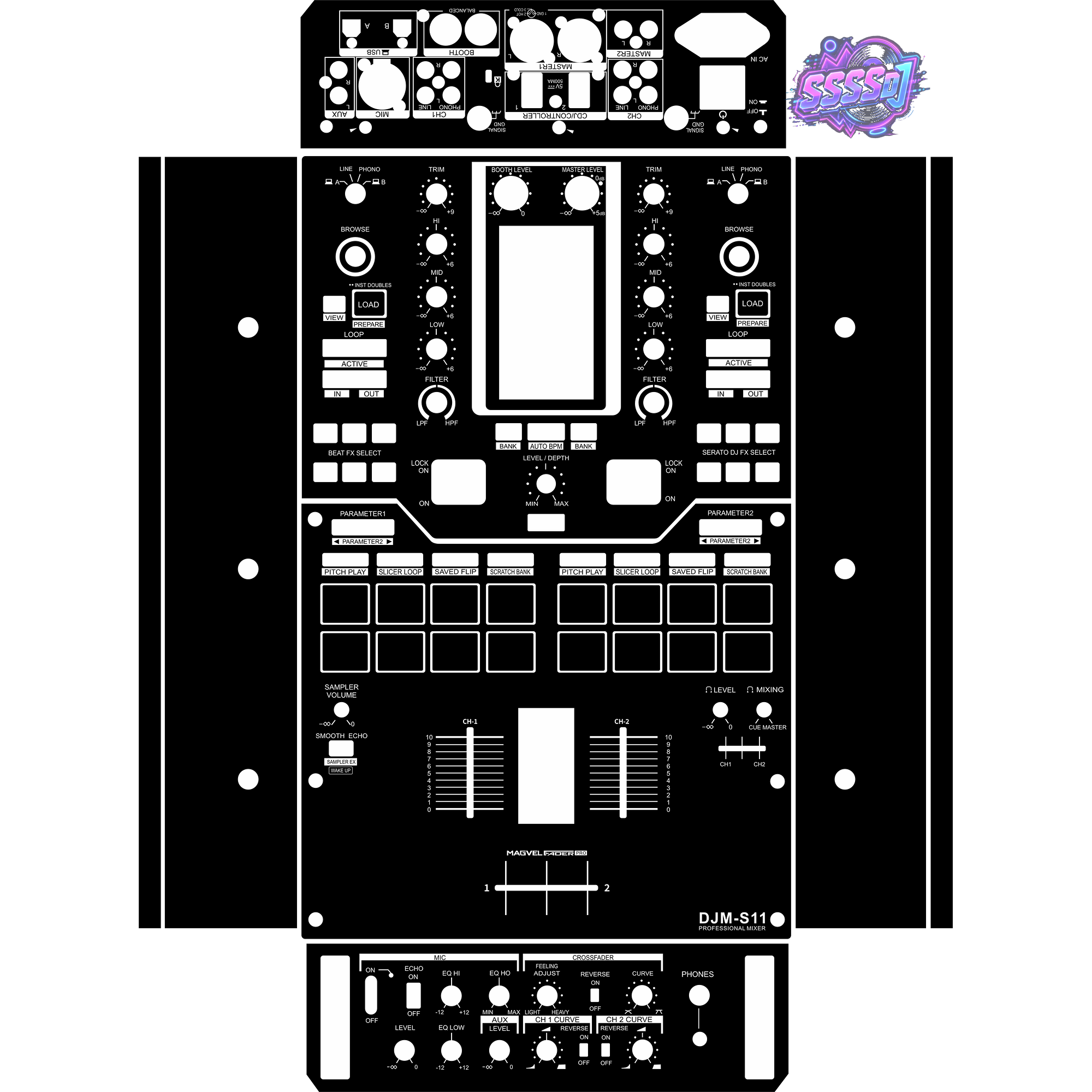 DJM-S11 DJ Mixer Skin - Black Solid Color Design