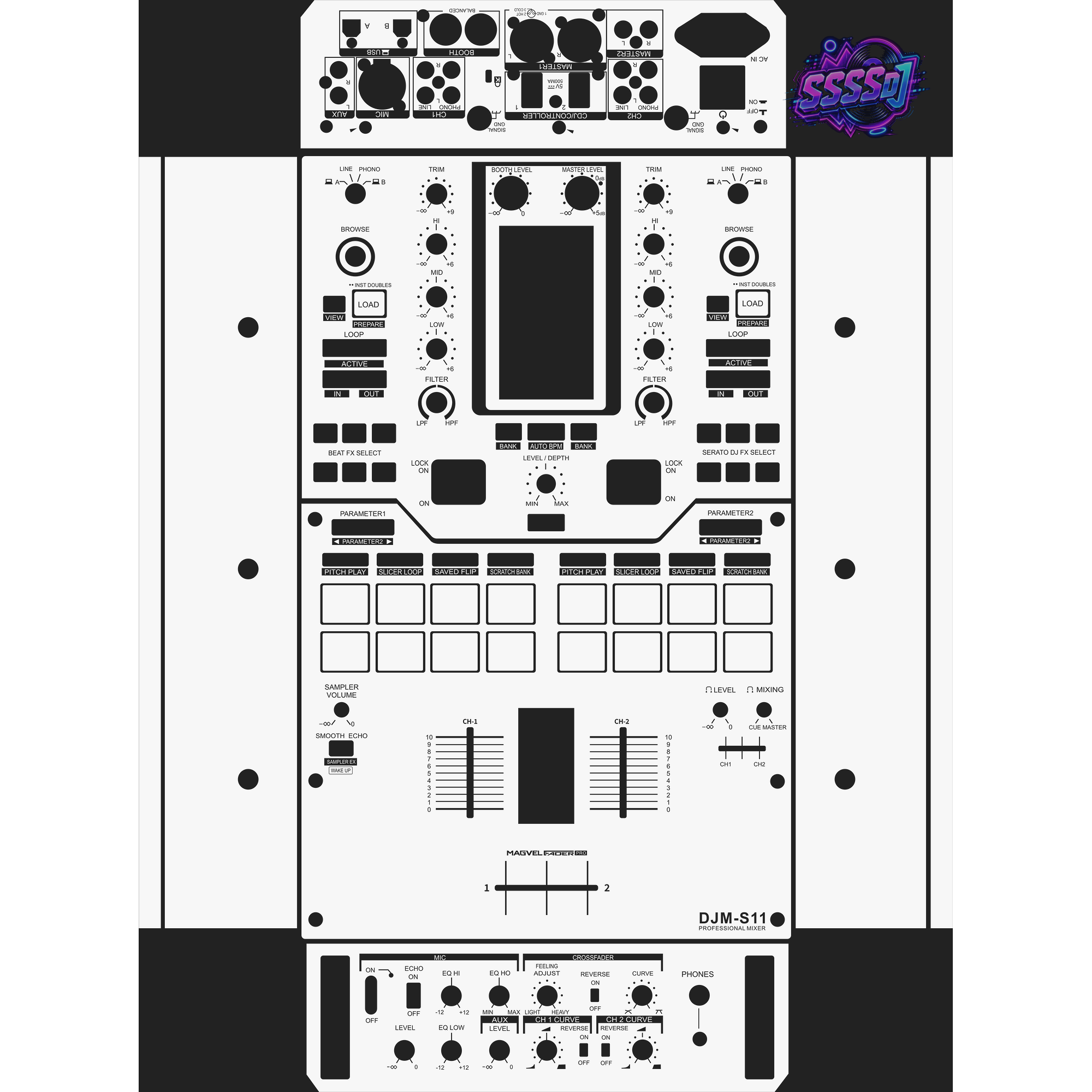 DJM-S11 DJ Mixer Skin - White Solid Color Design