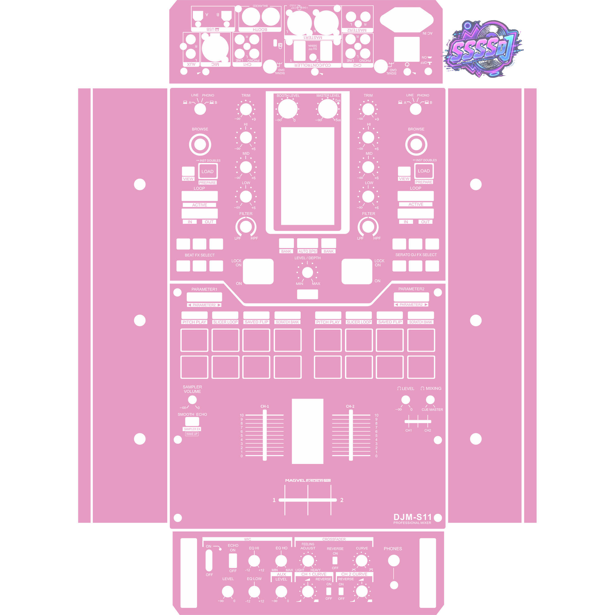 DJM-S11 DJ Mixer Skin - Barbie Pink Solid Color Design
