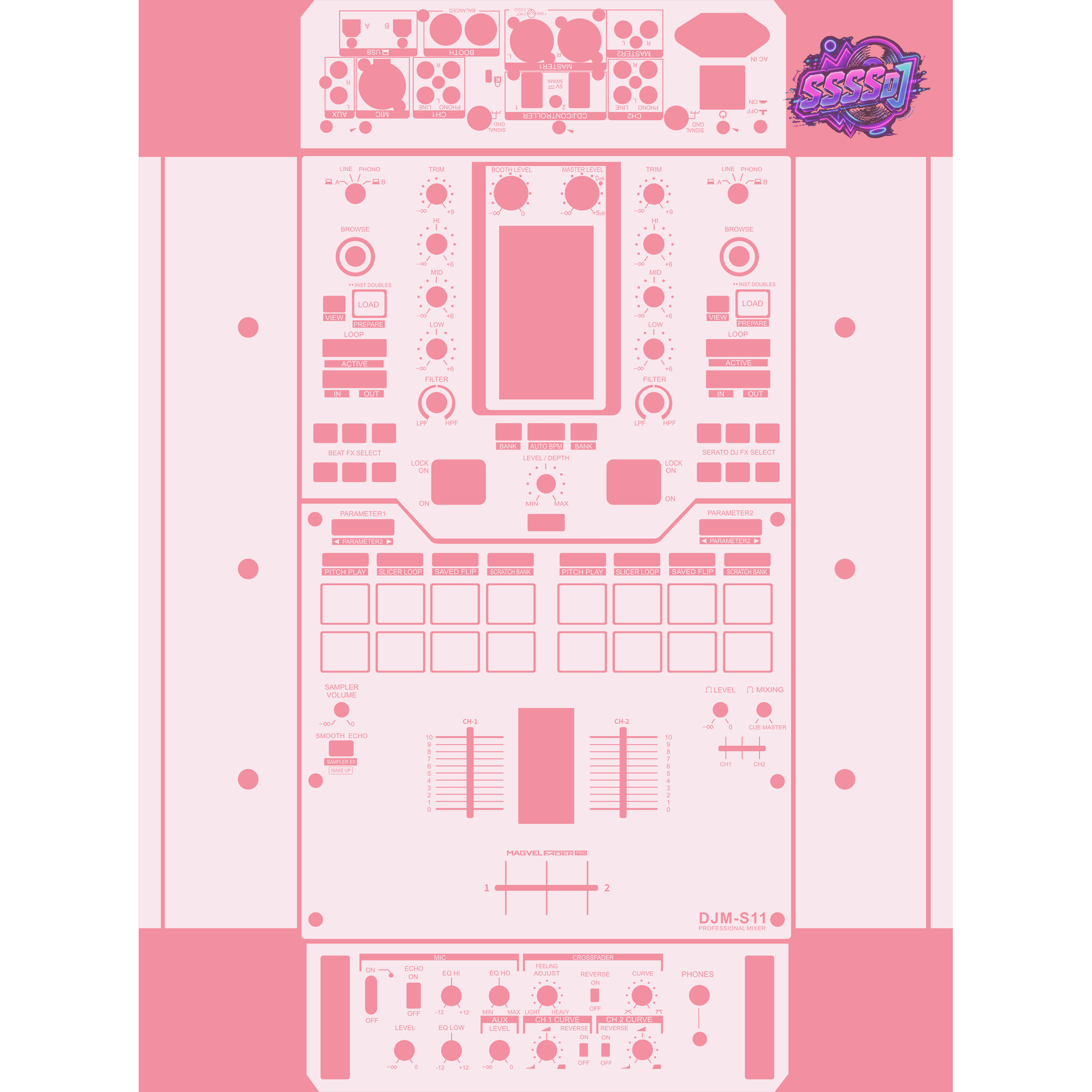 DJM-S11 DJ Mixer Skin - Light Pink Solid Color Design