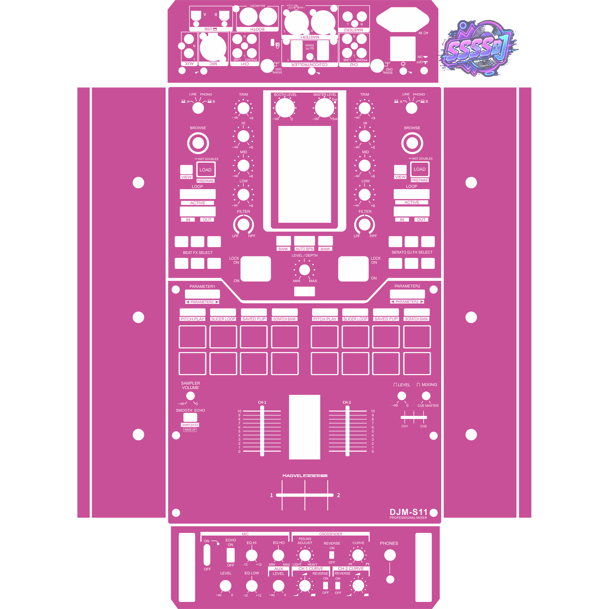 DJM-S11 DJ Mixer Skin - Pink Purple Solid Color Design