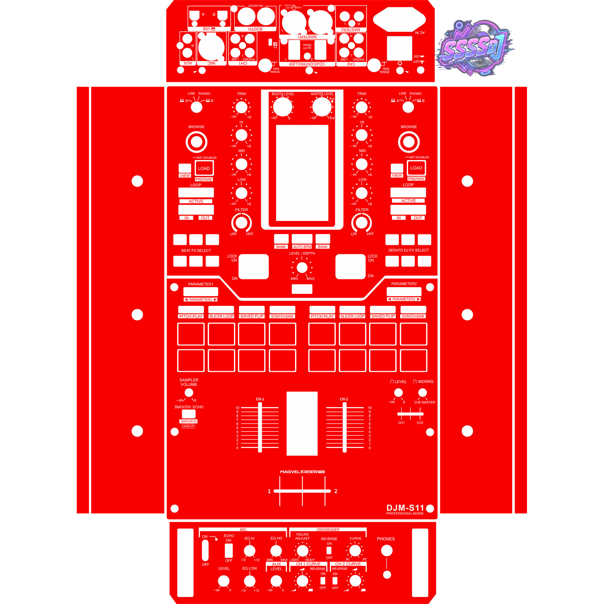 DJM-S11 DJ Mixer Skin - Red Solid Color Design