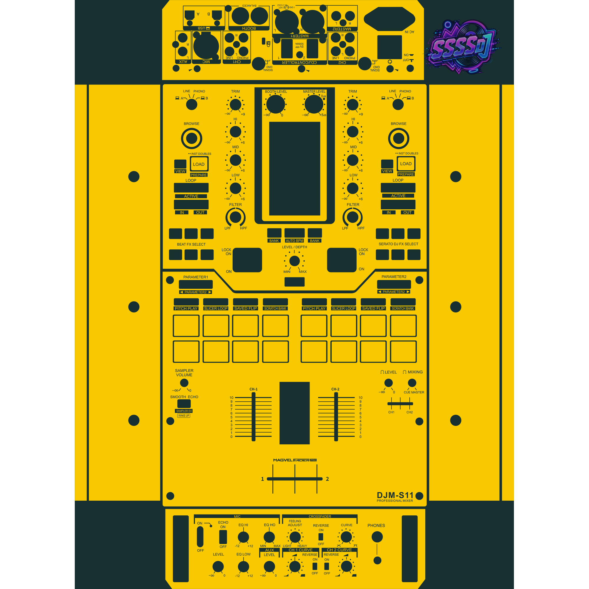 DJM-S11 DJ Mixer Skin - Yellow Solid Color Design