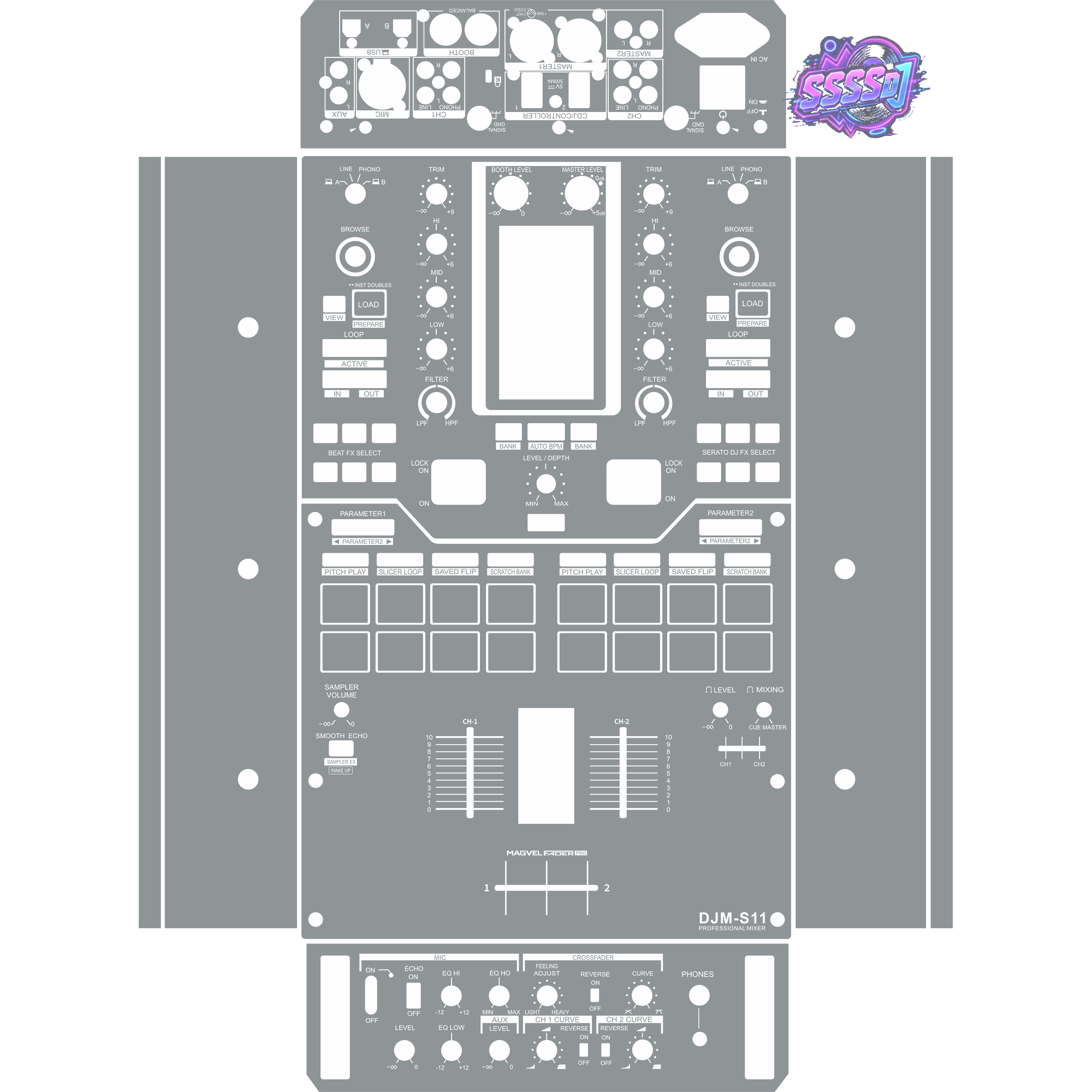 DJM-S11 DJ Mixer Skin - Gray Solid Color Design