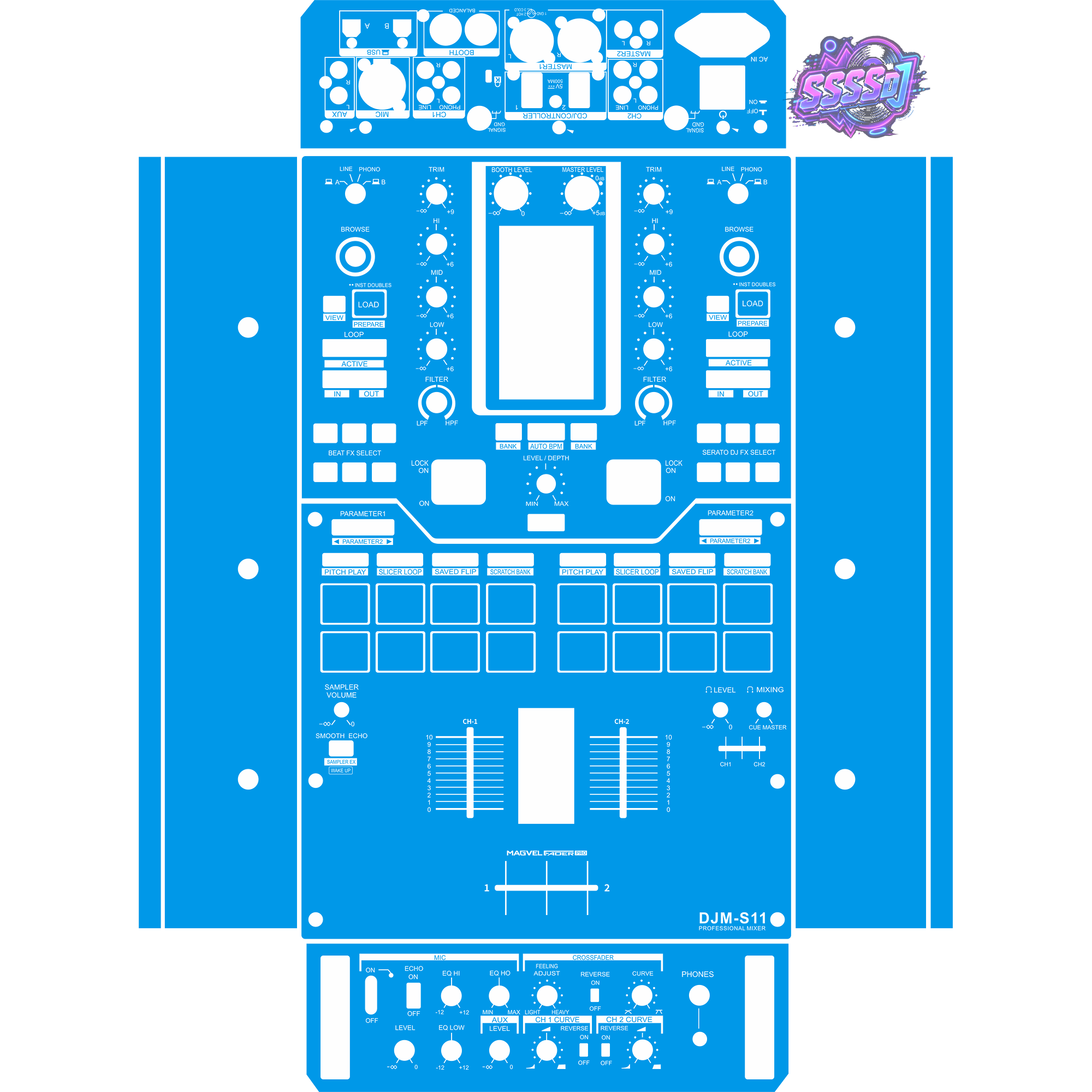DJM-S11 DJ Mixer Skin - Blue Solid Color Design