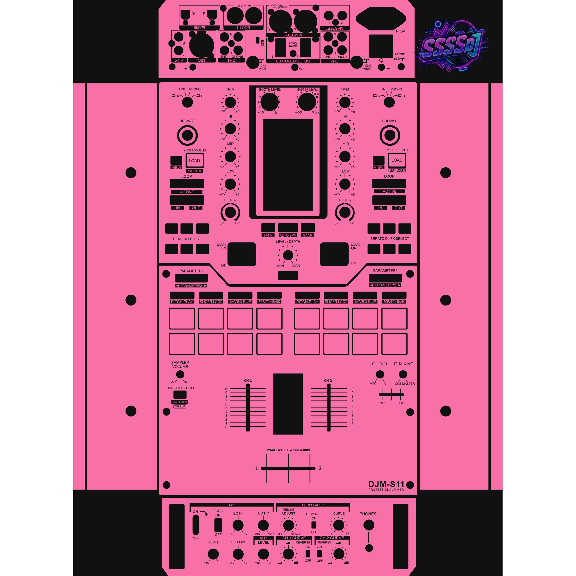 DJM-S11 DJ Mixer Skin - Hot Pink Solid Color Design