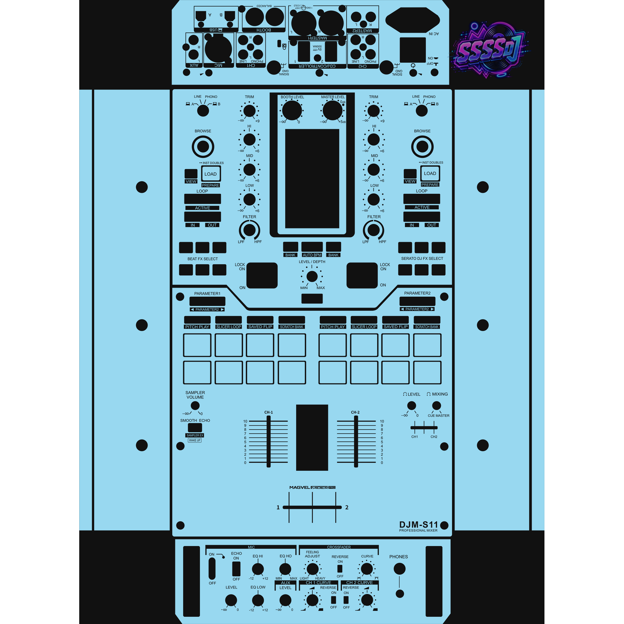 DJM-S11 DJ Mixer Skin - Sky Blue Solid Color Design