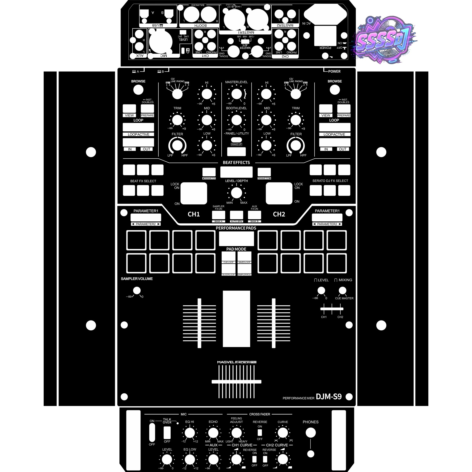 DJM-S9 DJ Mixer Skin - Black Solid Color Design