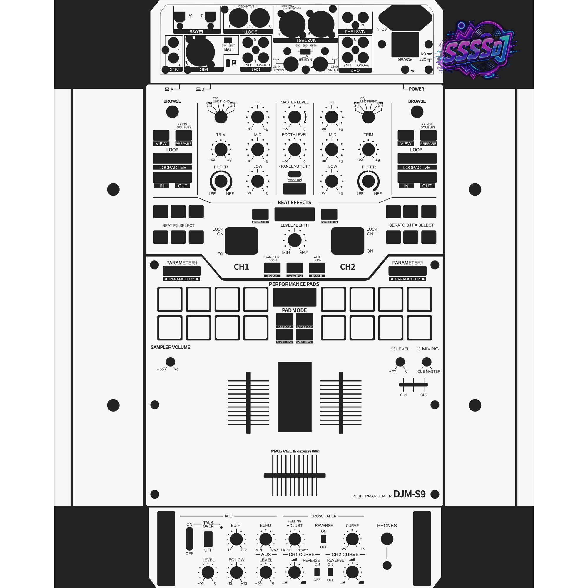 DJM-S9 DJ Mixer Skin - White Solid Color Design
