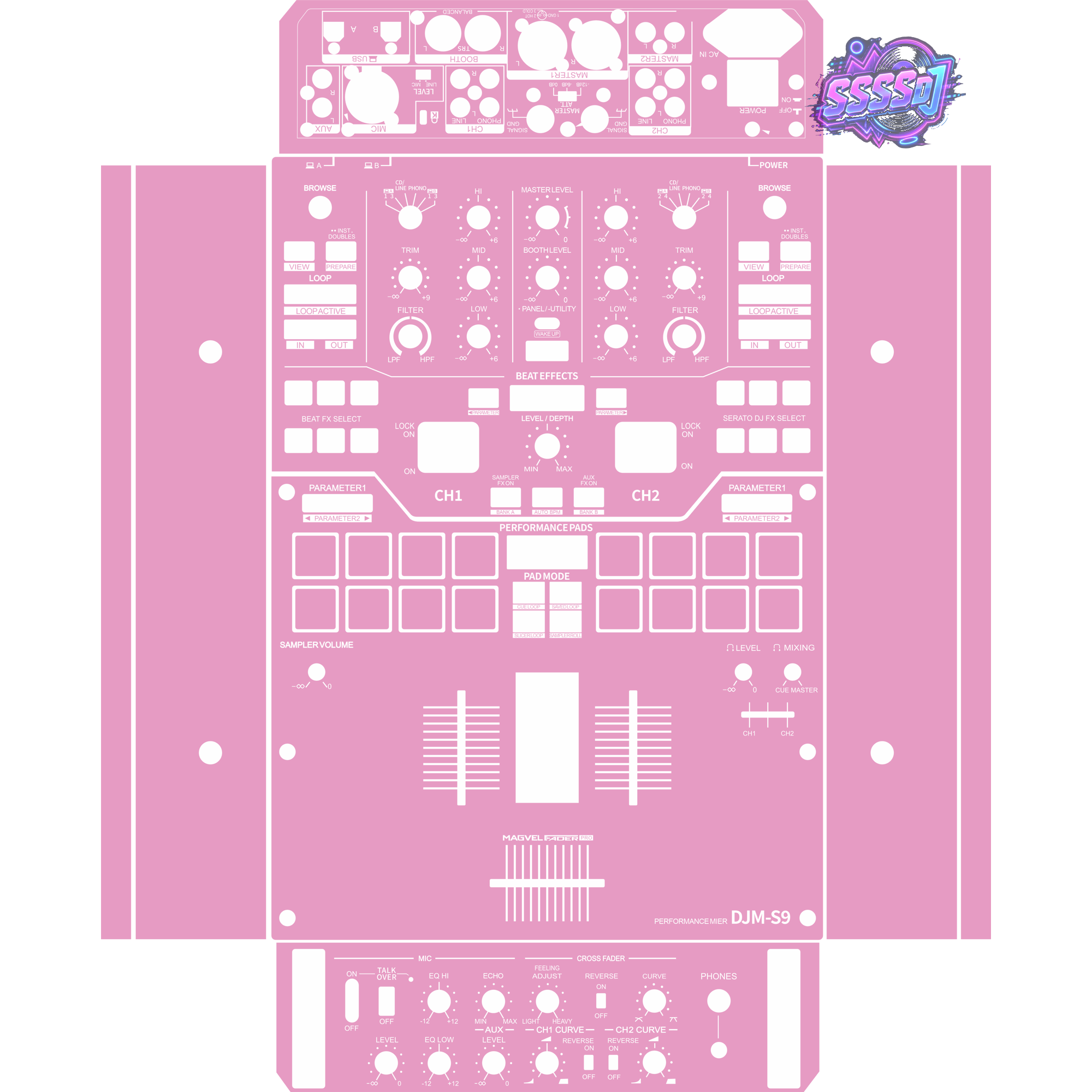 DJM-S9 DJ Mixer Skin - Barbie Pink Solid Color Design